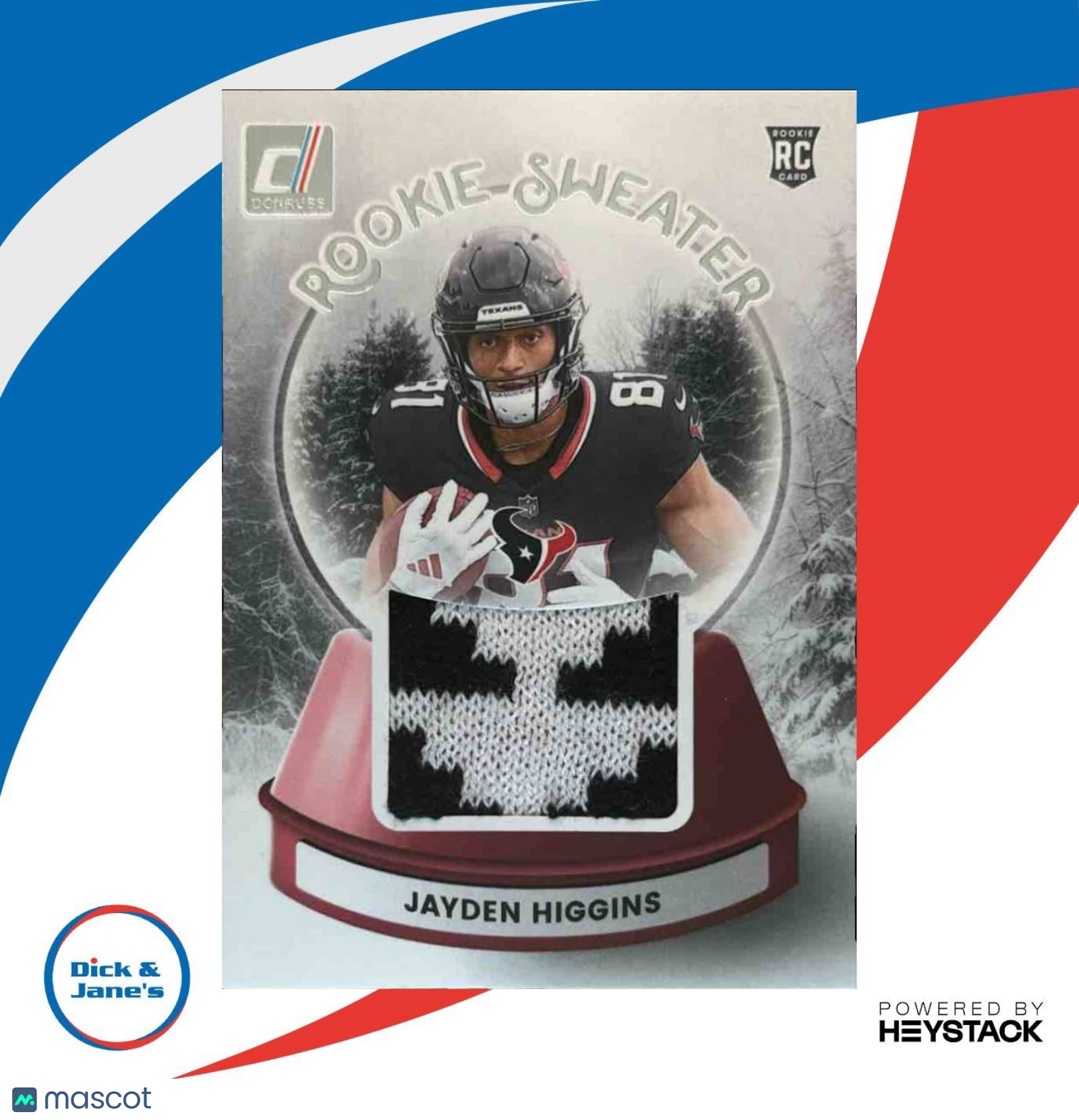 2025 Panini Donruss Jayden Higgins Rookie Holiday Sweater #29 MEM Houston Texans - Sports Cards