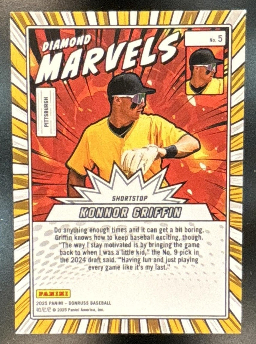 2025 Panini Donruss Konnor Griffin Diamond Marvels #5 Pittsburgh Pirates - Sports Cards