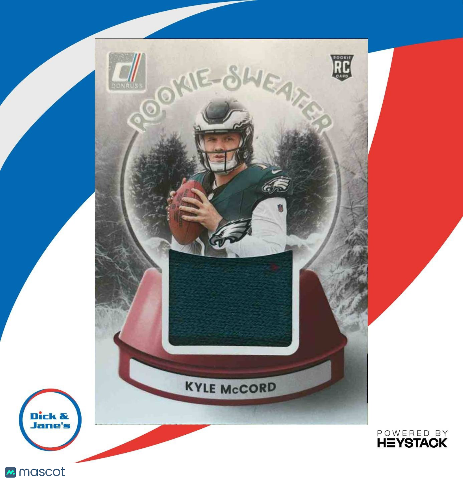 2025 Panini Donruss Kyle McCord Rookie Holiday Sweater MEM Philadelphia Eagles - Sports Cards