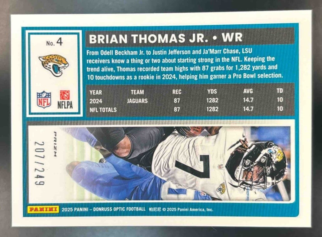 2025 Panini Donruss Optic Brian Thomas Jr. Blue /249 #4 Jacksonville Jaguars - Sports Cards