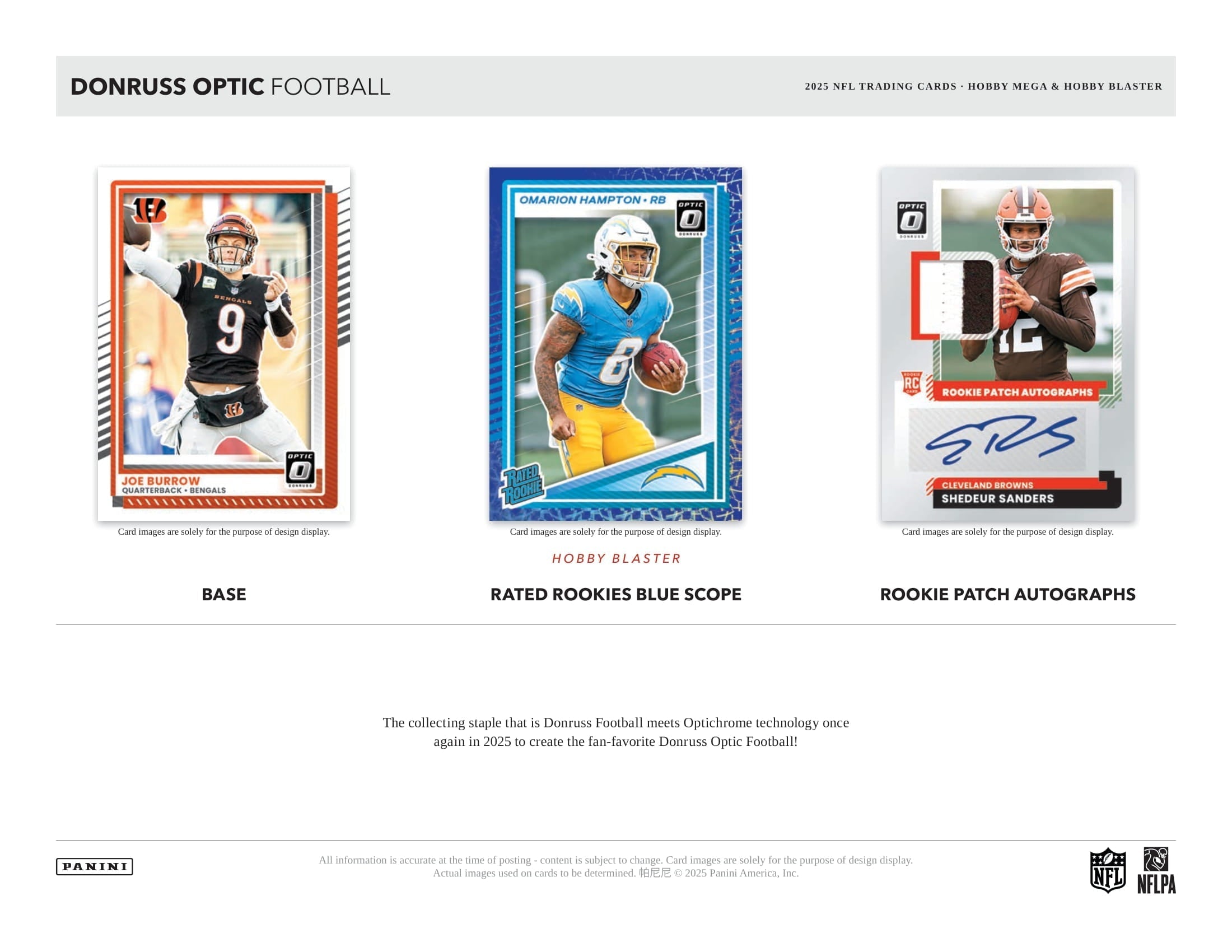 2025 Panini Donruss Optic Football Hobby Mega Box (3 Red Hyper) 1 Auto or Mem - NFL Hobby Box