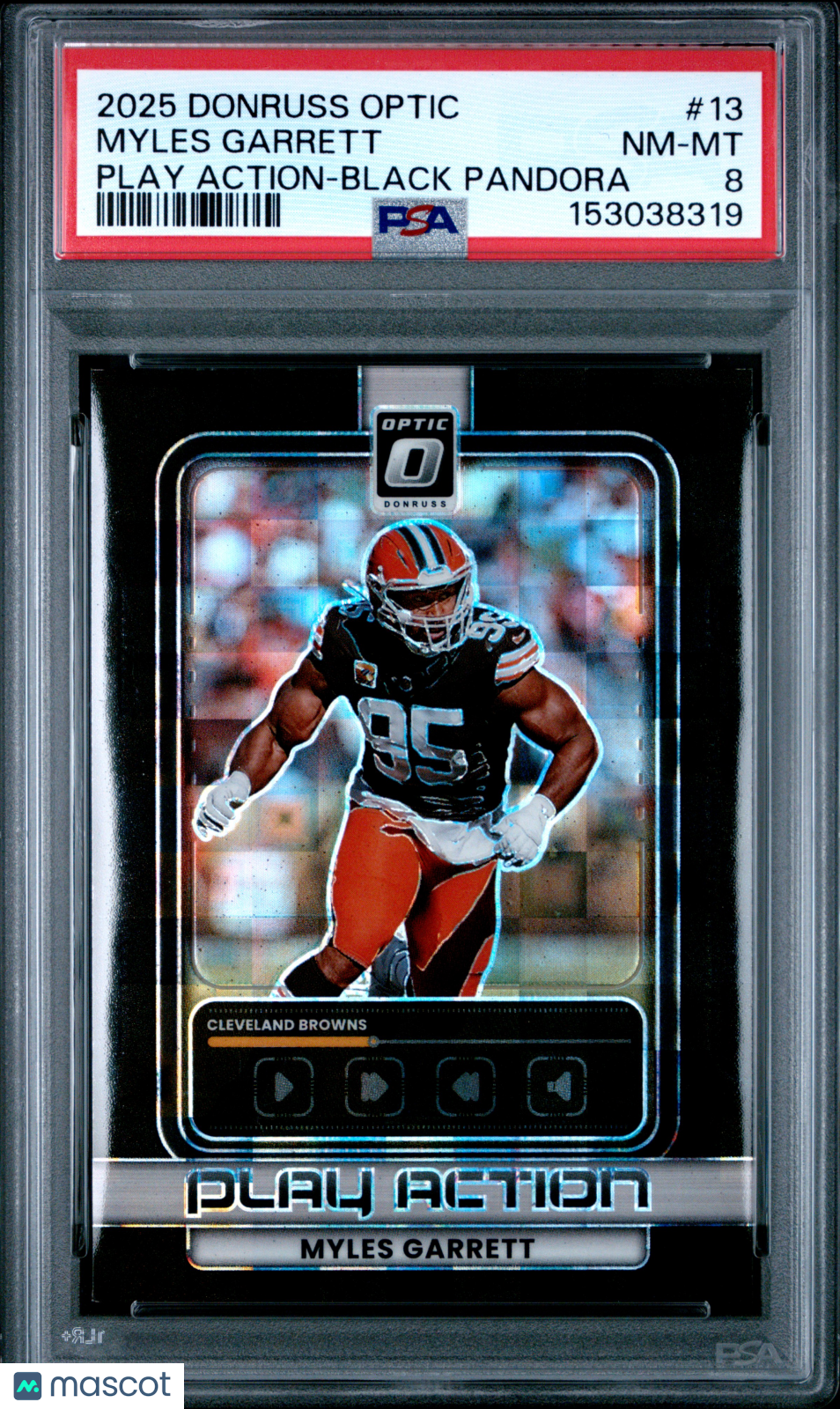 2025 Panini Donruss Optic Play Action Myles Garrett Black Pandora #13 PSA 8 - Graded Sports Cards