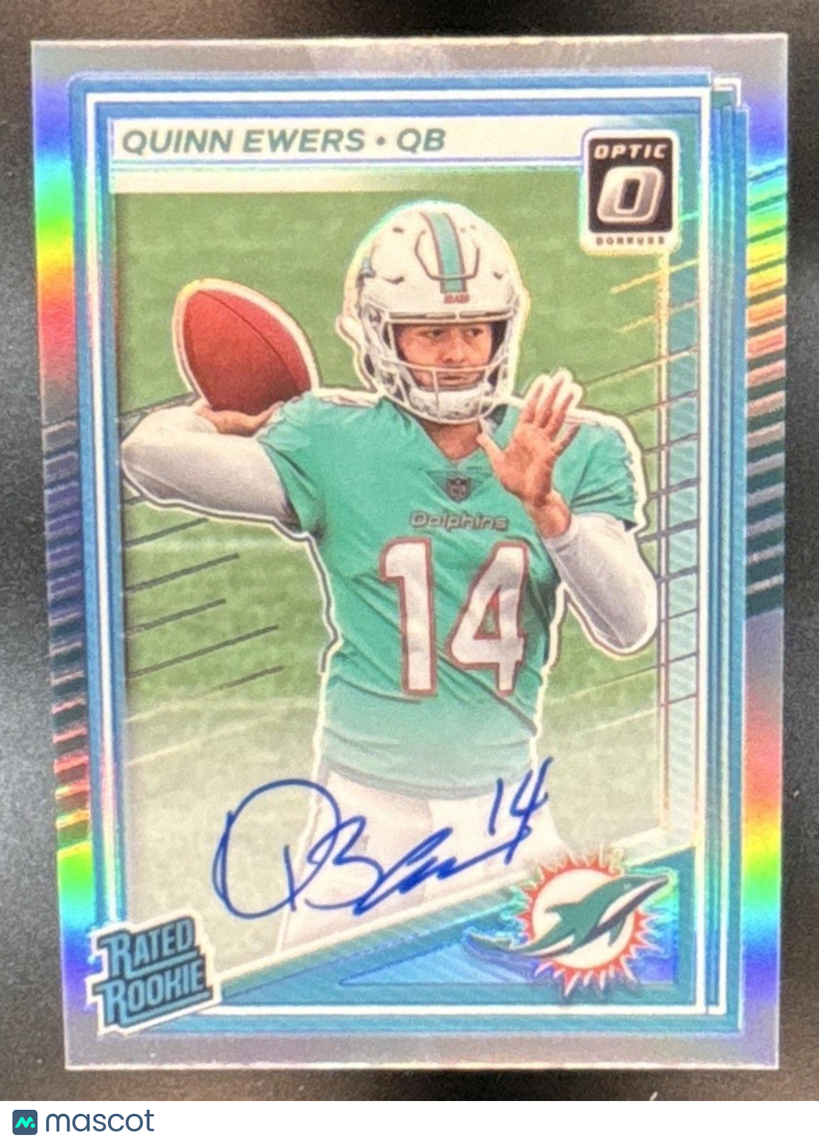 2025 Panini Donruss Optic Quinn Ewers RPS Auto Holo /199 #213 Miami Dolphins - Sports Cards