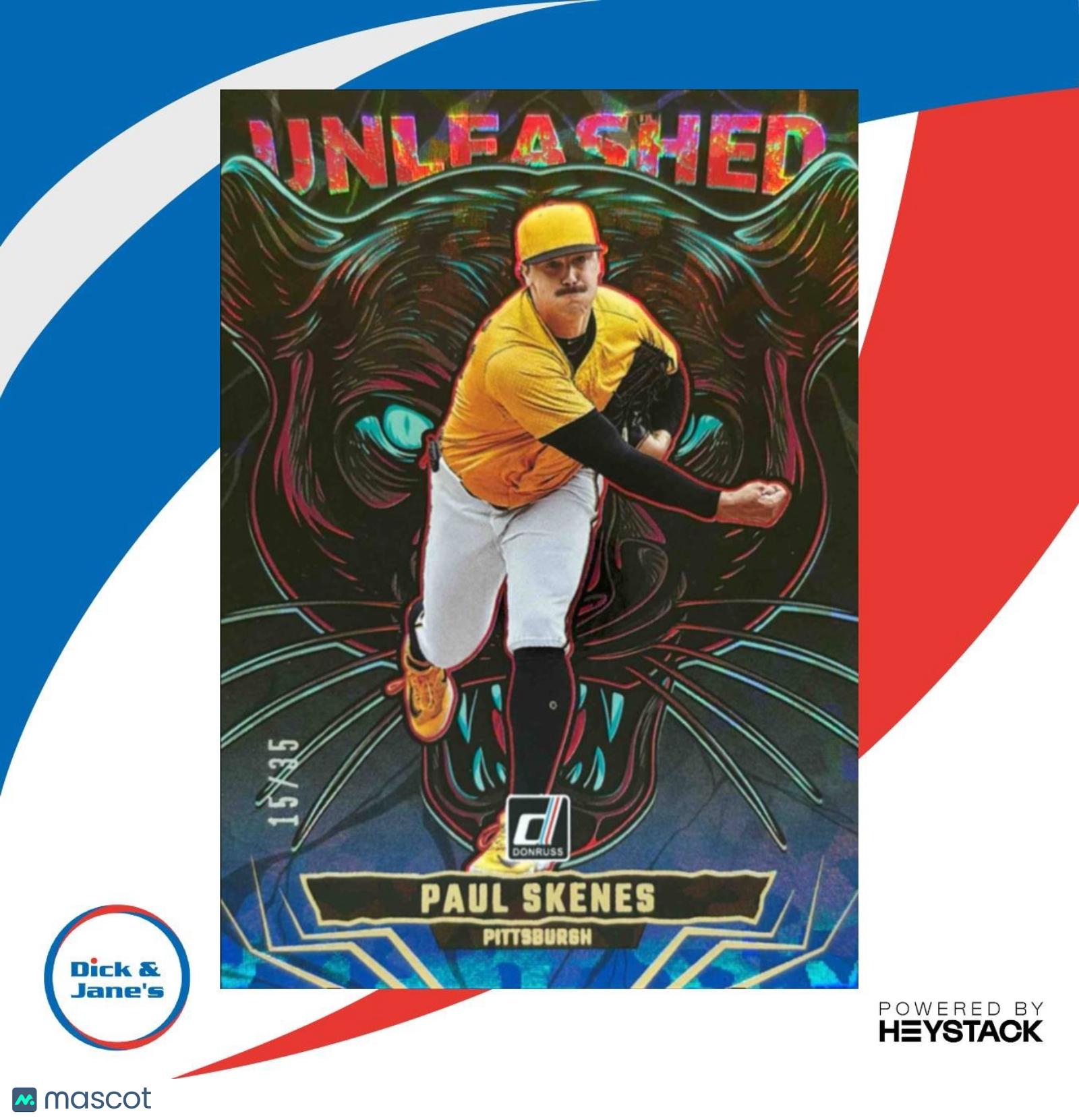 2025 Panini Donruss Paul Skenes Unleashed Blue Ice 15/35 #20 Pittsburgh Pirates - Sports Cards