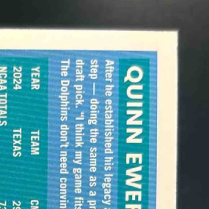 2025 Panini Donruss Quinn Ewers Rated Rookie Auto Green #342 RC Miami Dolphins - Sports Cards