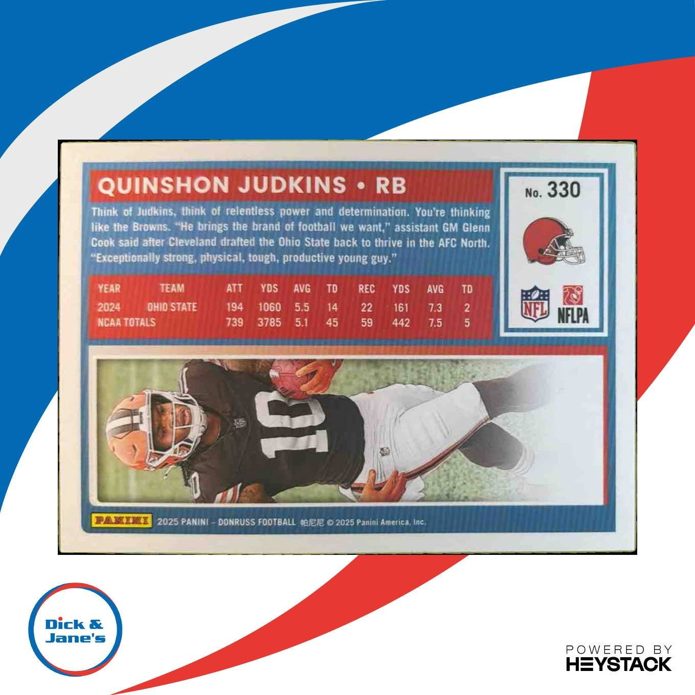 2025 Panini Donruss Quinshon Judkins Press Proof Silver /199 #330 RC Browns - Sports Cards