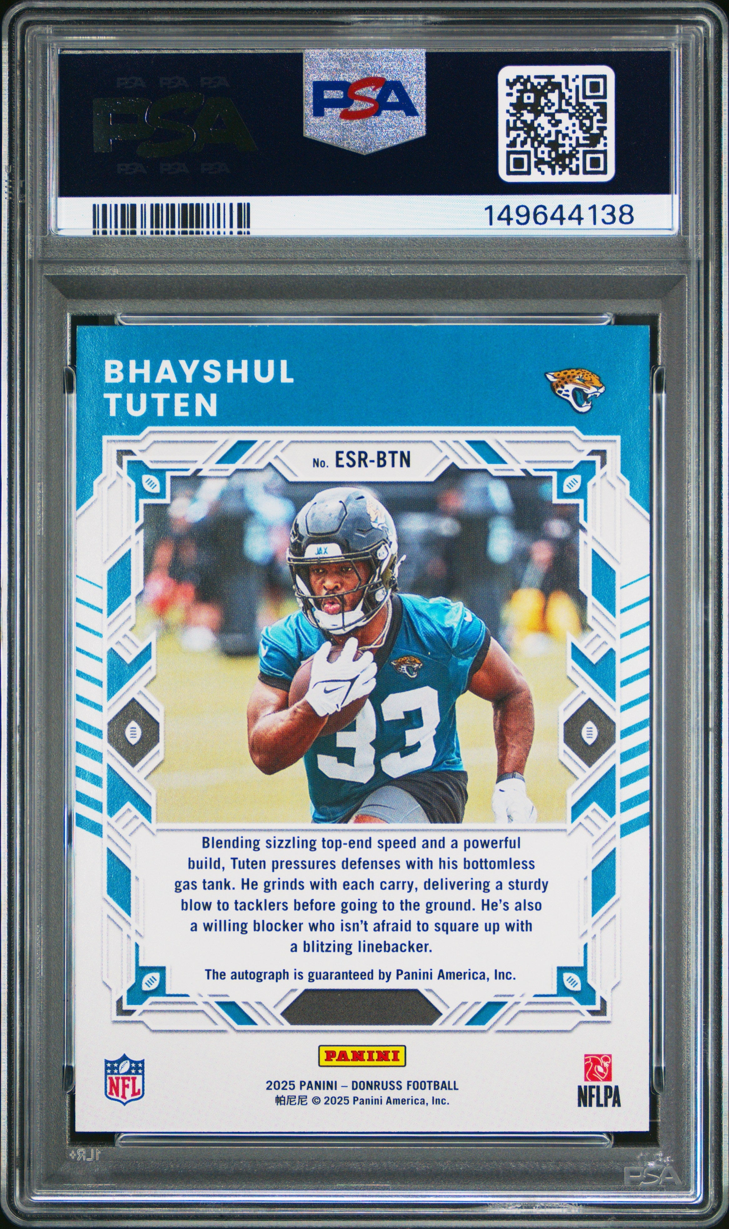 2025 Panini Donruss The Elite Series Rookies Bhayshul Tuten Au #ESR-BTN PSA 9 - Graded Sports Cards