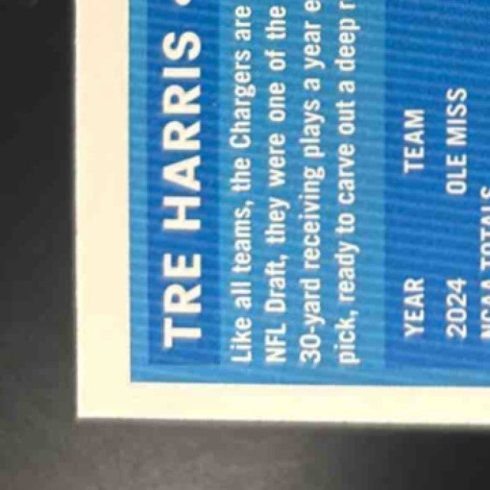2025 Panini Donruss Tre Harris #329 Gold 50/50 Book End RC Los Angeles Chargers - Sports Cards
