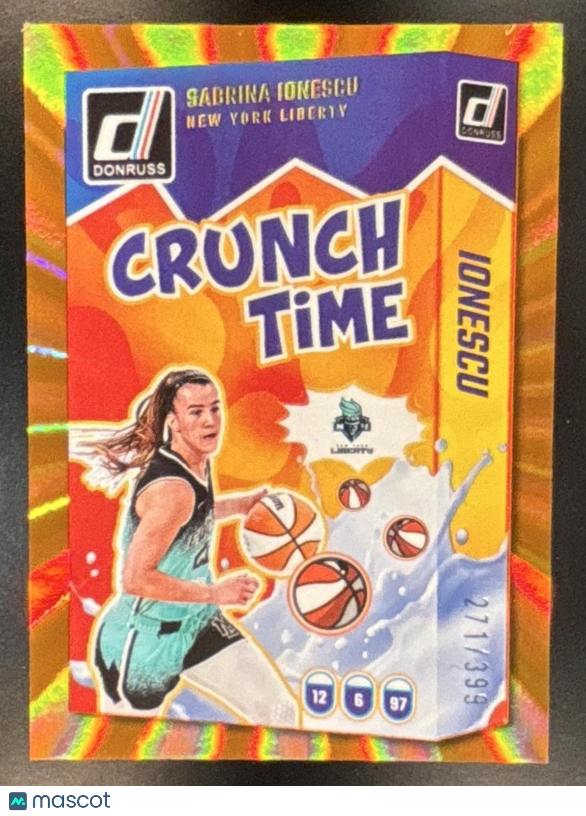 2025 Panini Donruss WNBA Sabrina Ionescu Crunch Time Orange Laser /399 #9 - Sports Cards