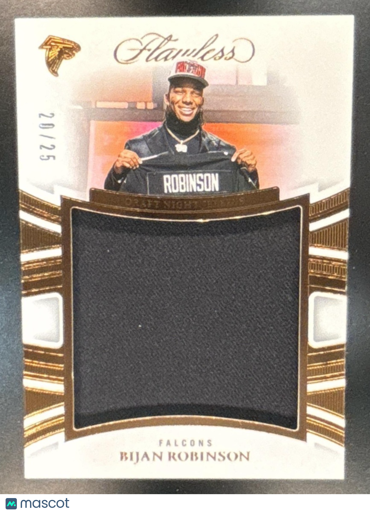 2025 Panini Flawless Draft Night Jerseys Patch Bijan Robinson /25 Falcons MEM - Sports Cards