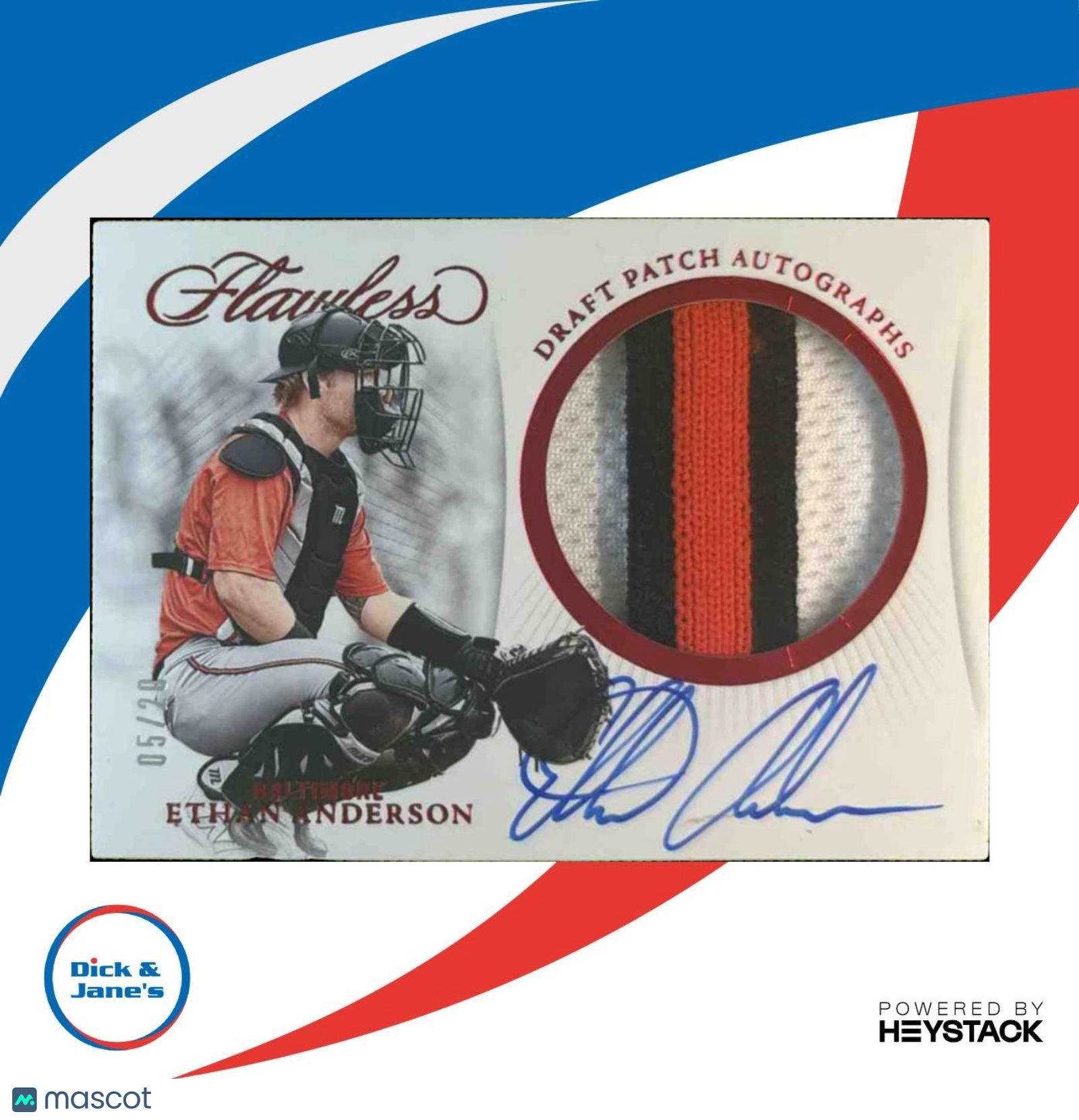 2025 Panini Flawless Ethan Anderson Draft Patch Auto Ruby /20 Baltimore Orioles - Sports Cards