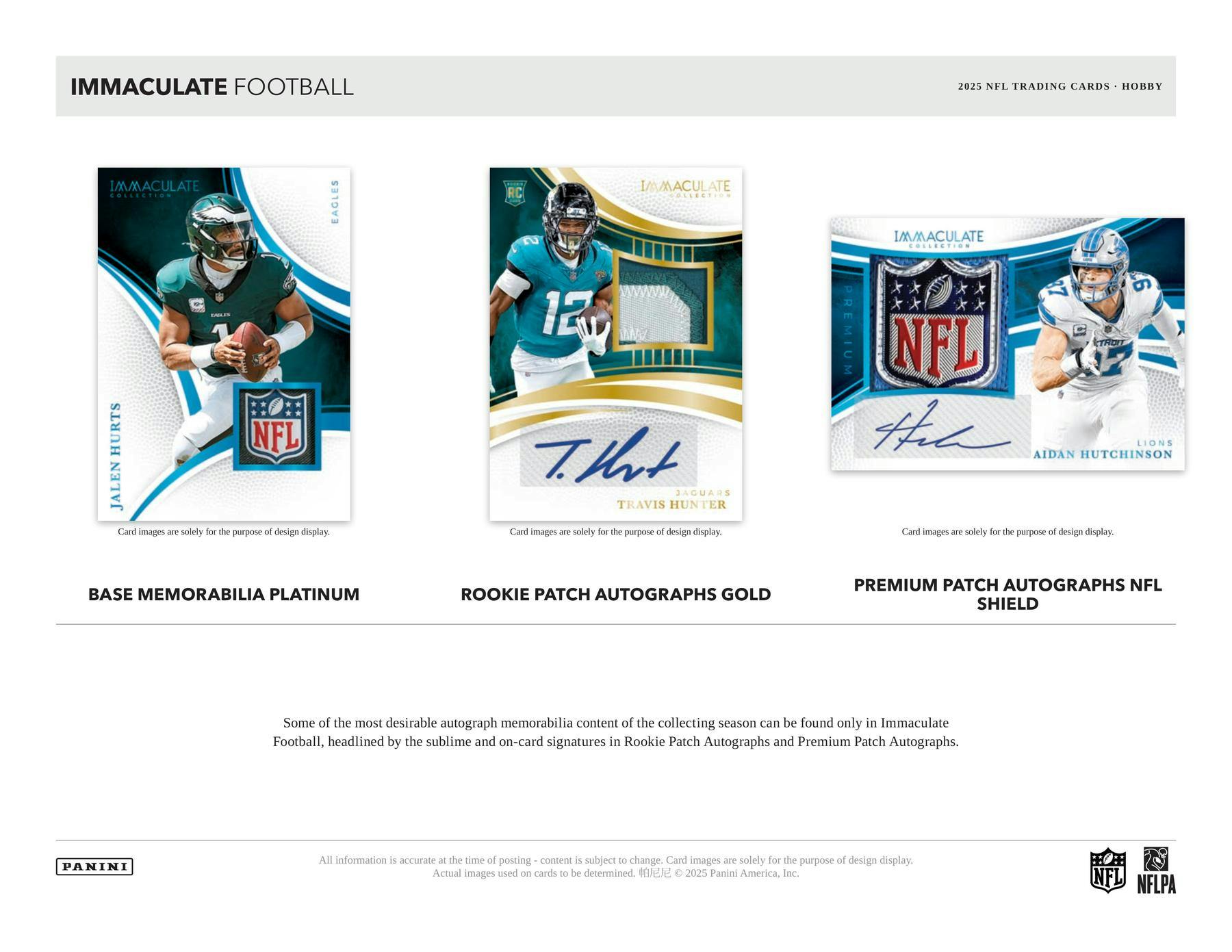 2025 Panini Immaculate Football Hobby Box (5 Autos or Mems / Box) - Sports Collectibles