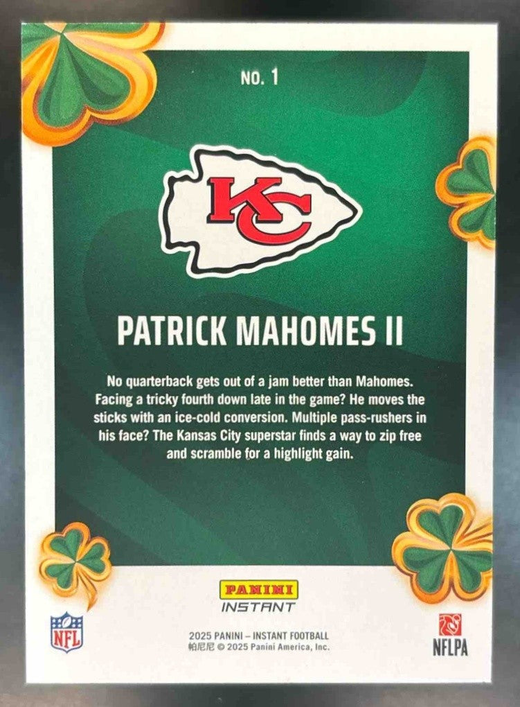 2025 Panini Instant Donruss Lucky Clover Patrick Mahomes II Kansas City Chiefs - Sports Cards
