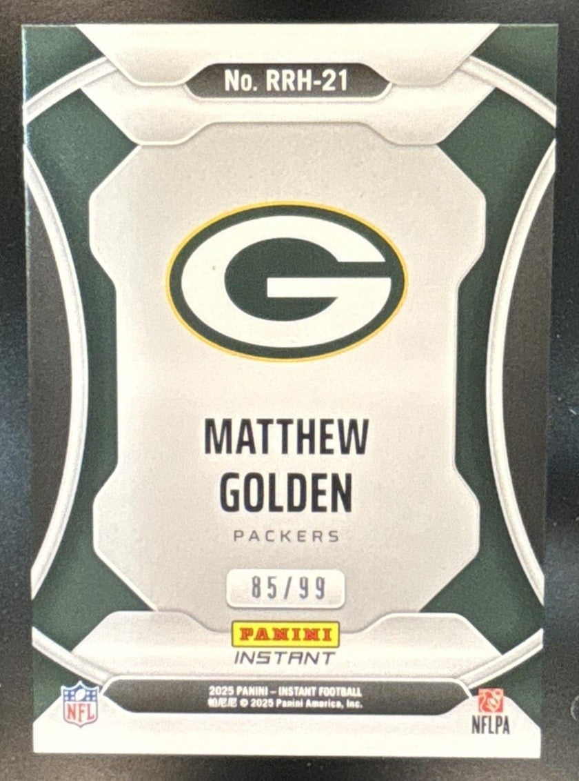2025 Panini Instant NFL Rated Rookie Holoflex Matthew Golden /99 Packers - Sports Cards