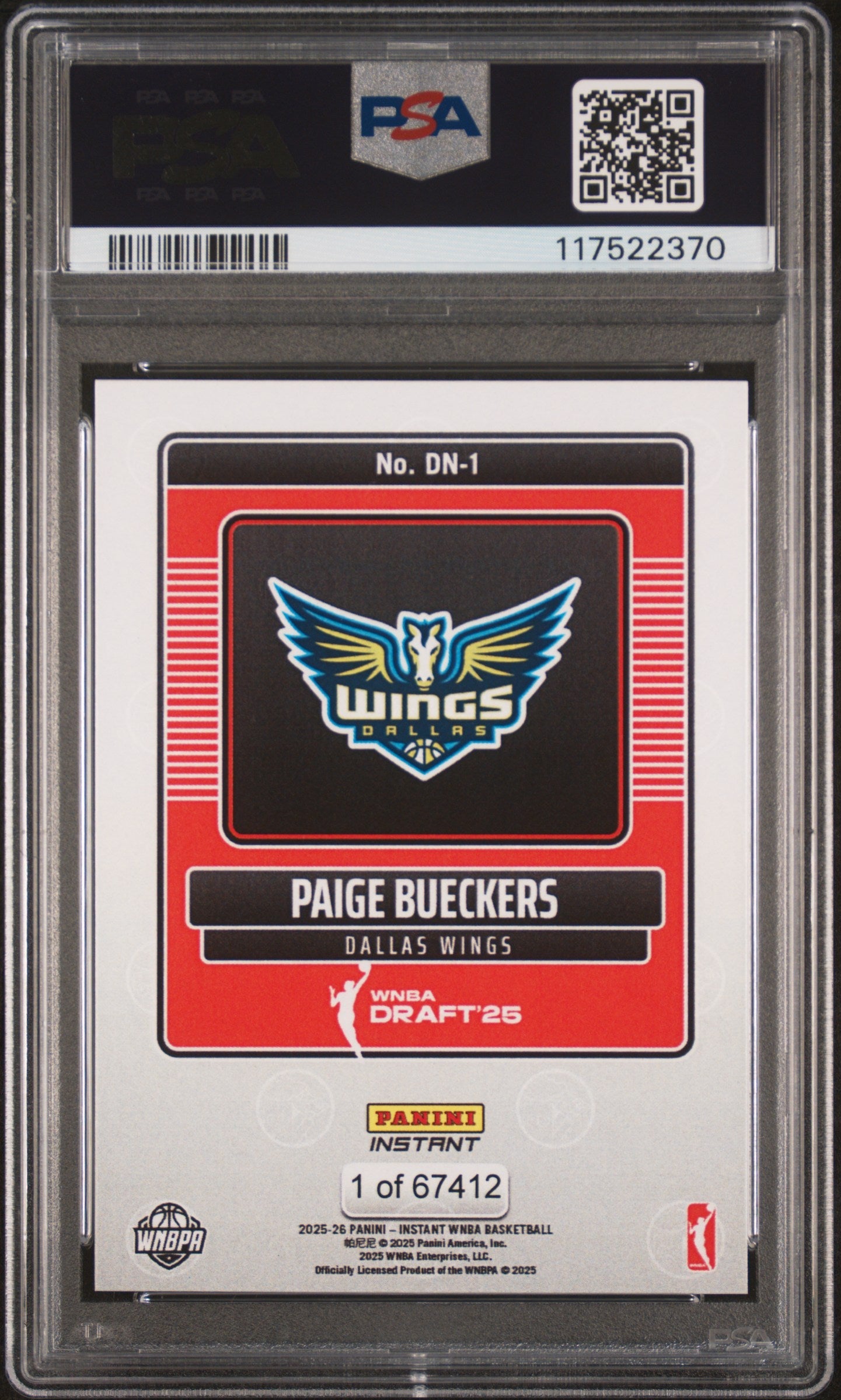 2025 Panini Instant WNBA Draft Night Paige Bueckers #DN1 PSA 10 - Graded Sports Cards