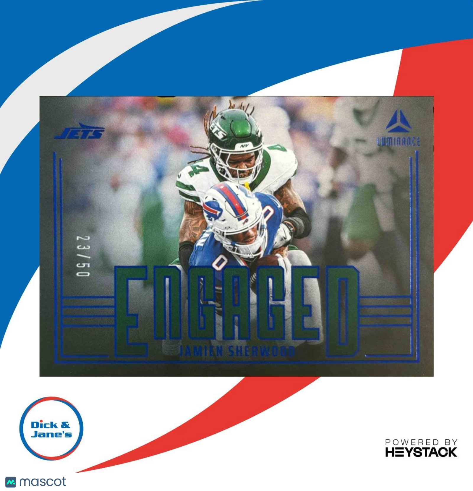 2025 Panini Luminance Jamien Sherwood Engaged Blue /50 #4 New York Jets - Sports Cards