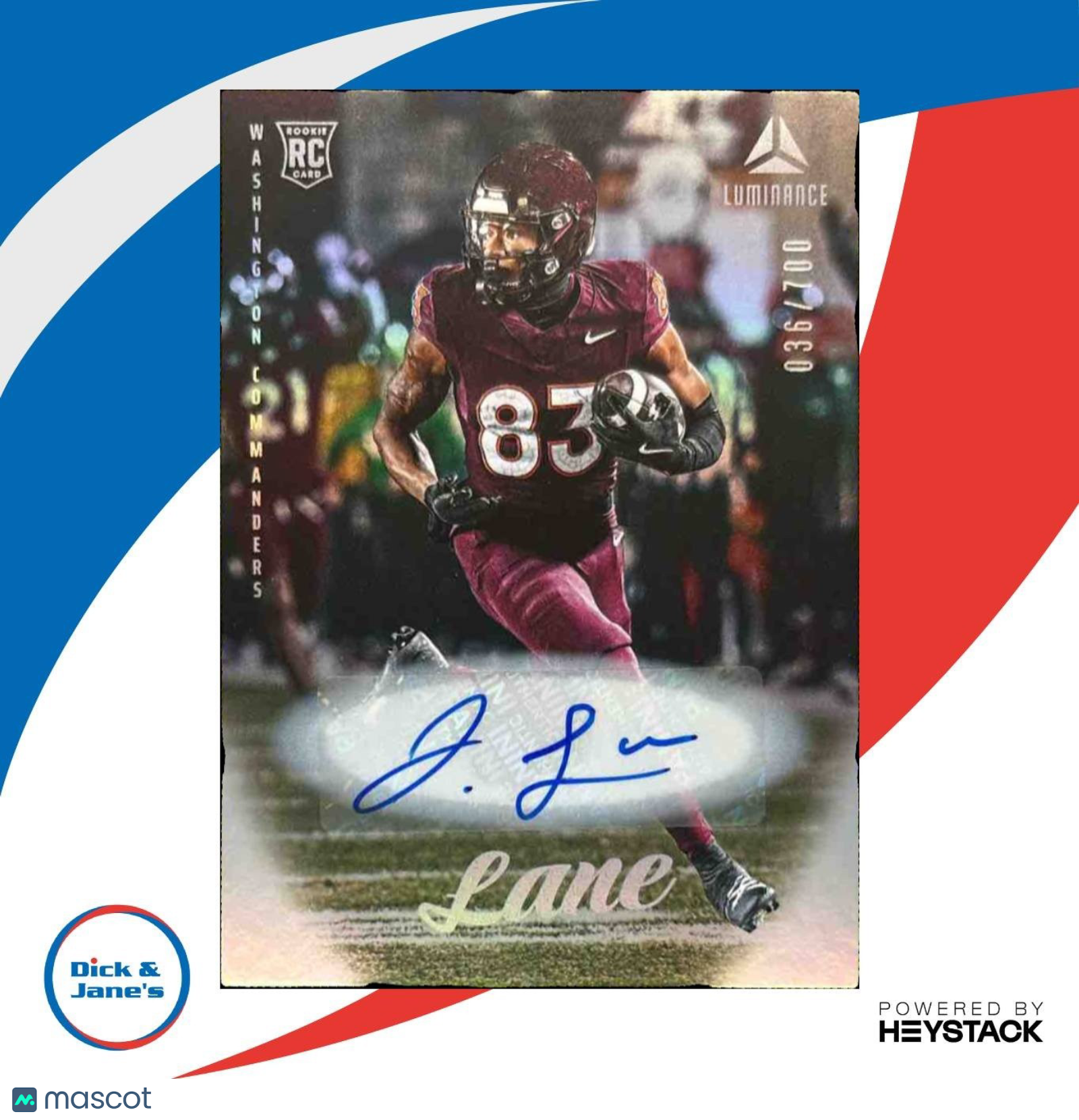 2025 Panini Luminance Jaylin Lane Auto /700 #172 RC Washington Commanders - Sports Cards