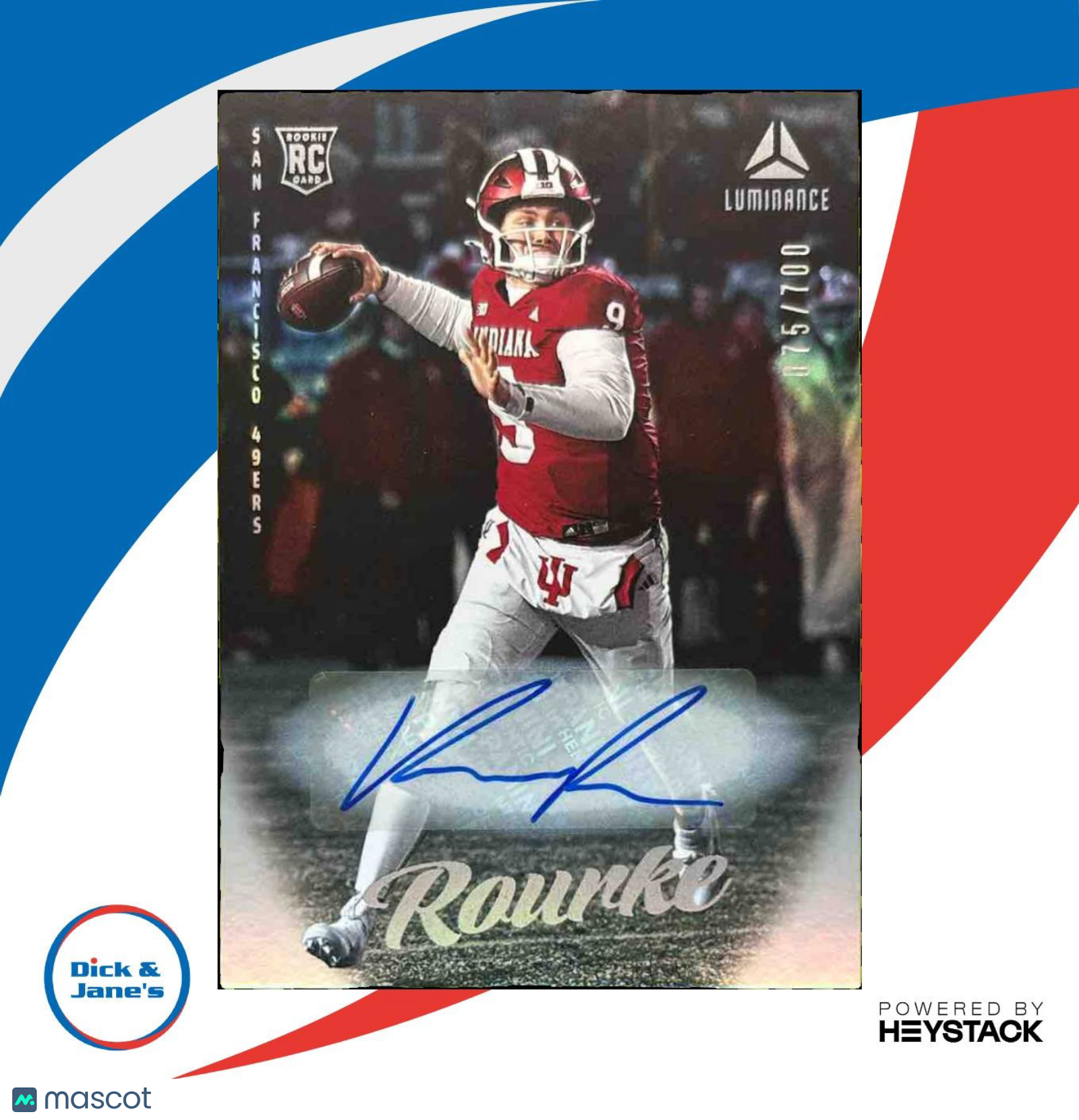 2025 Panini Luminance Kurtis Rourke /700 #107 RC Auto San Francisco 49ers - Sports Cards