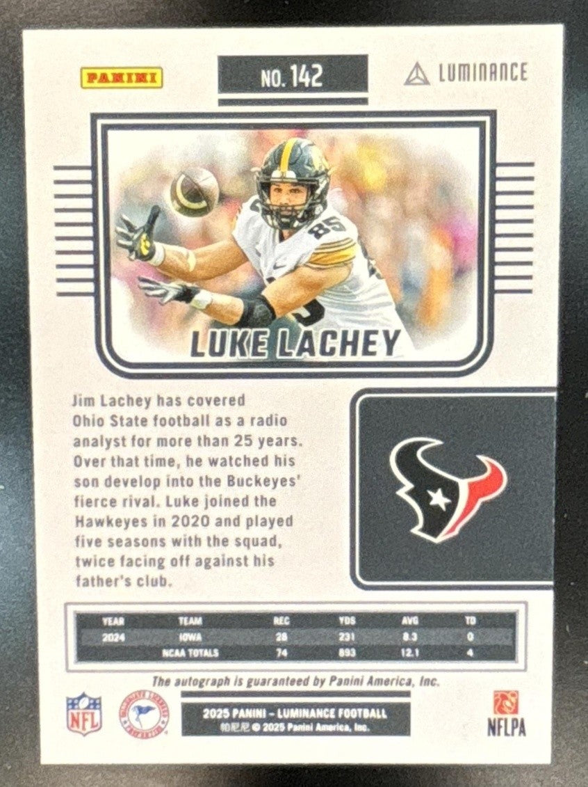 2025 Panini Luminance Luke Lachey Auto /700 #142 RC Houston Texans - Sports Cards