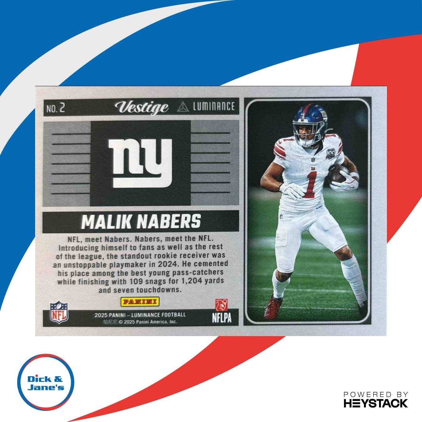 2025 Panini Luminance Malik Nabers Vestige #2 New York Giants - Sports Cards