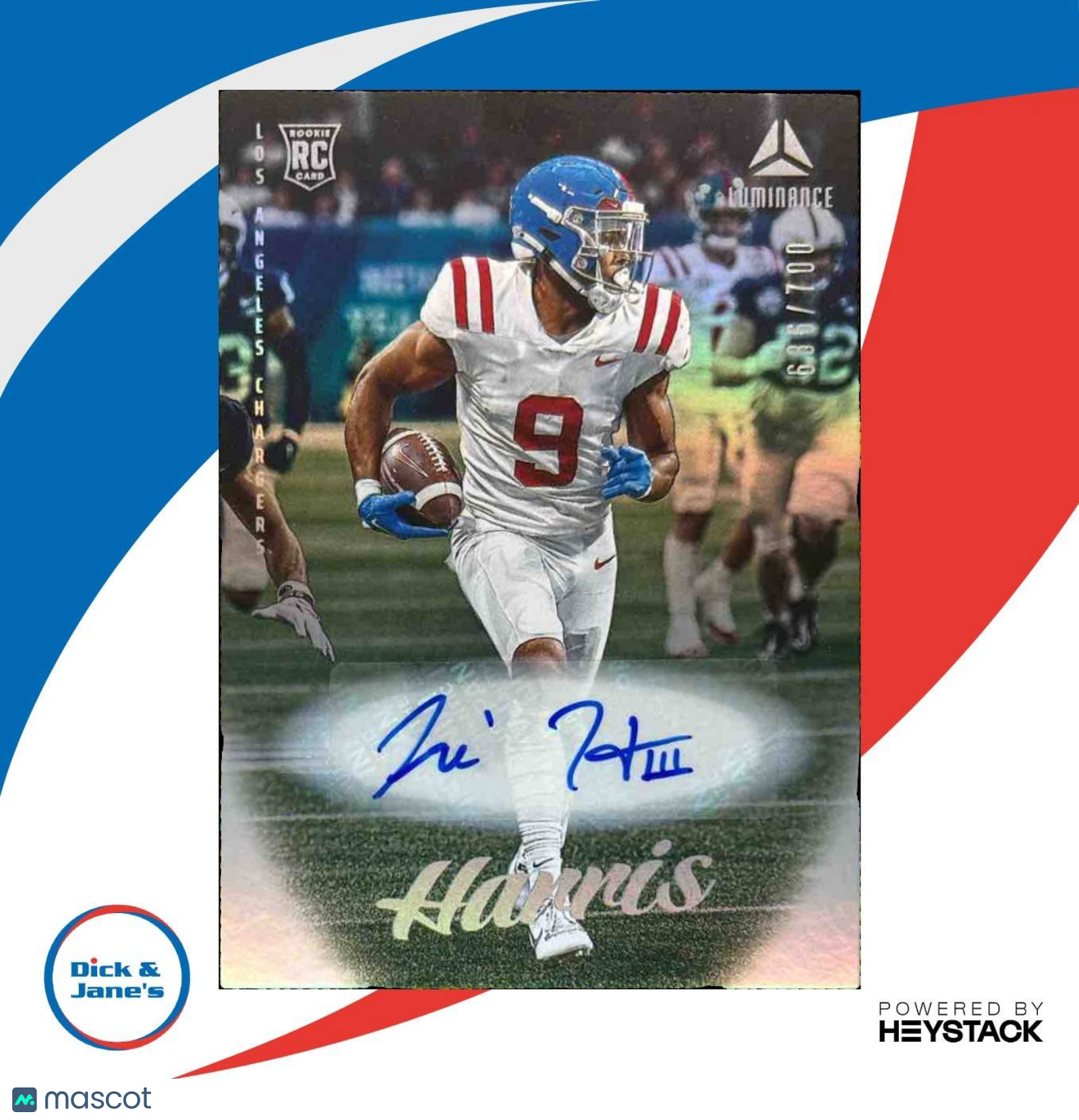 2025 Panini Luminance Tre Harris Auto /700 #124 RC Los Angeles Chargers - Sports Cards