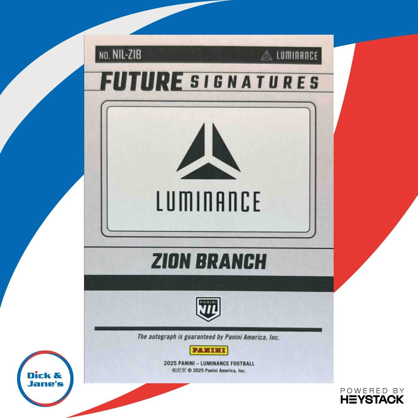 2025 Panini Luminance Zion Branch Future Signatures NIL Red Georgia Bulldogs - Sports Cards