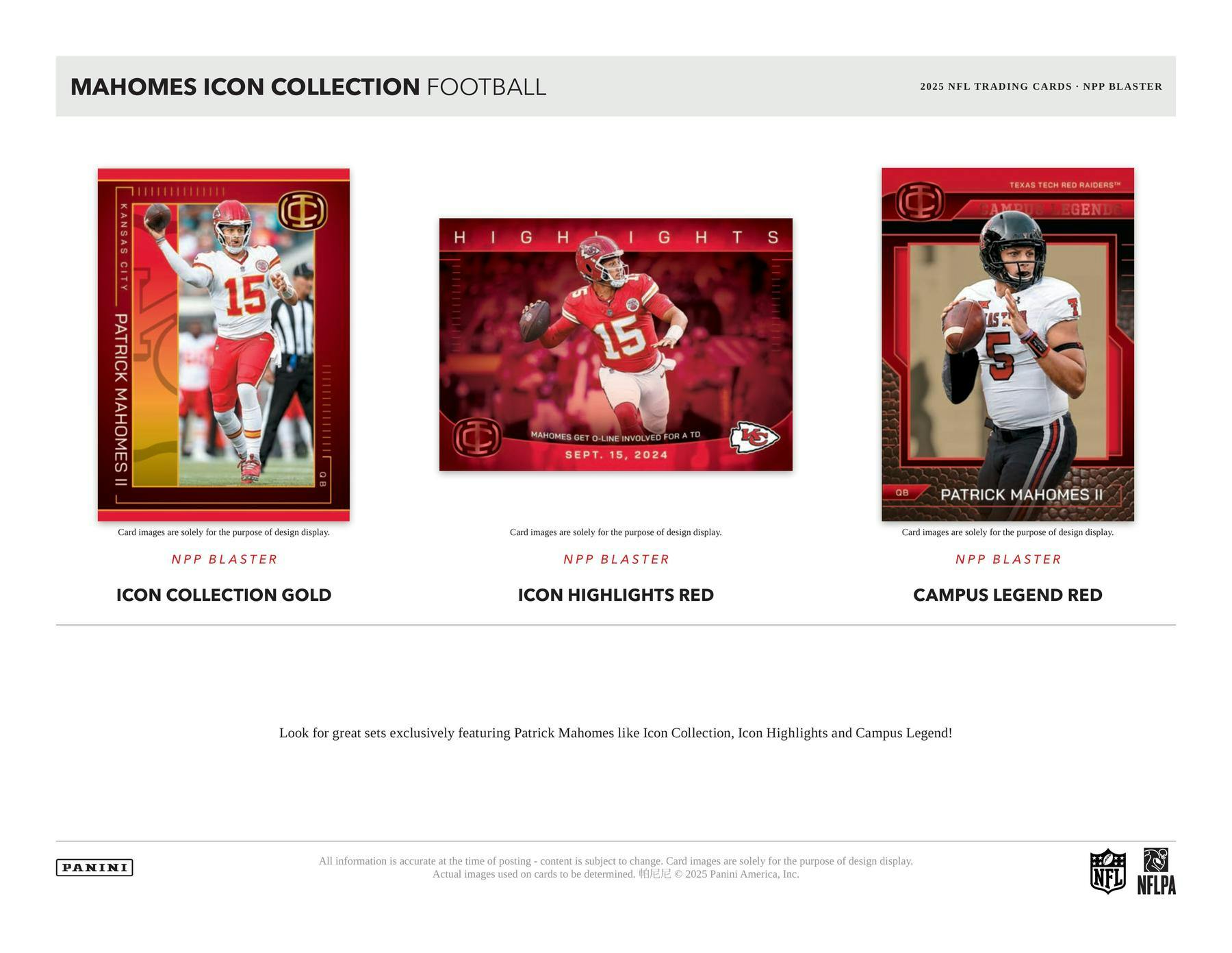 2025 Panini Mahomes Icon Collection Football Blaster Box - NFL Hobby Box