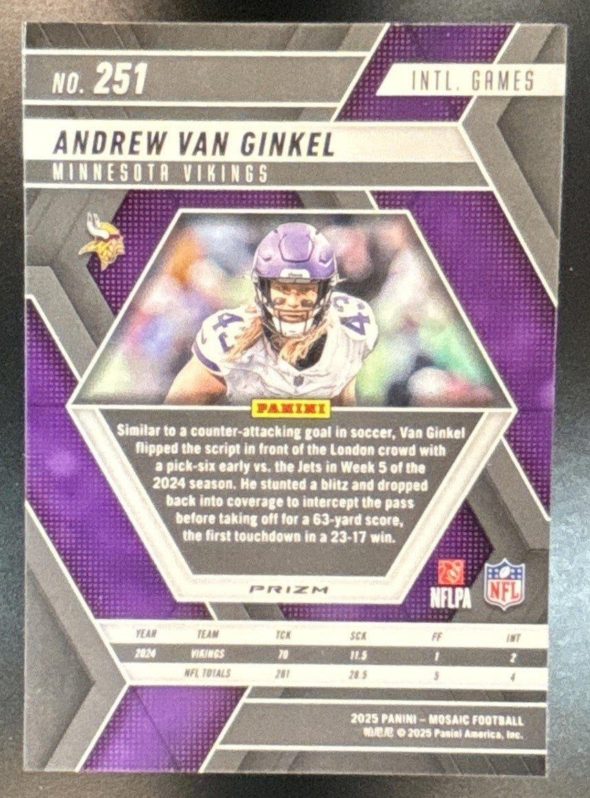 2025 Panini Mosaic Andrew Van Ginkel International Games Honeycomb Prizm #251 - Sports Cards