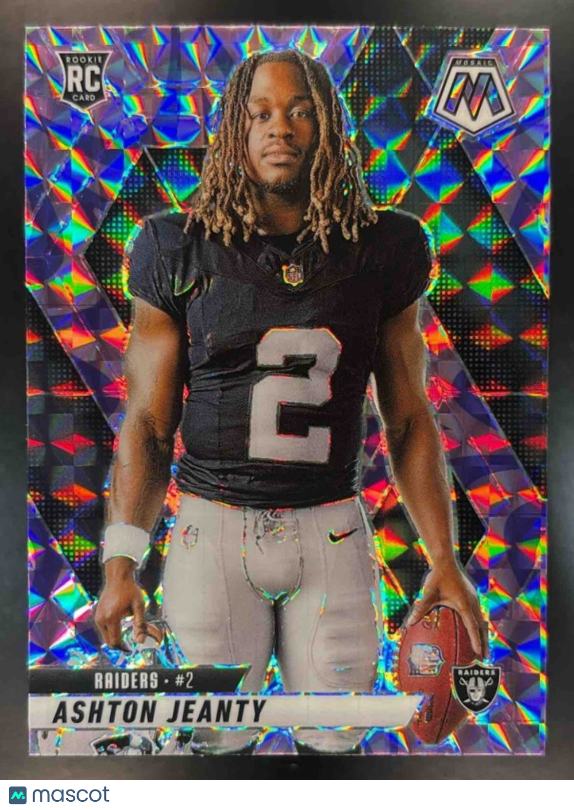 2025 Panini Mosaic Ashton Jeanty Rookie Variation Purple Scope #287 RC Raiders - Sports Cards