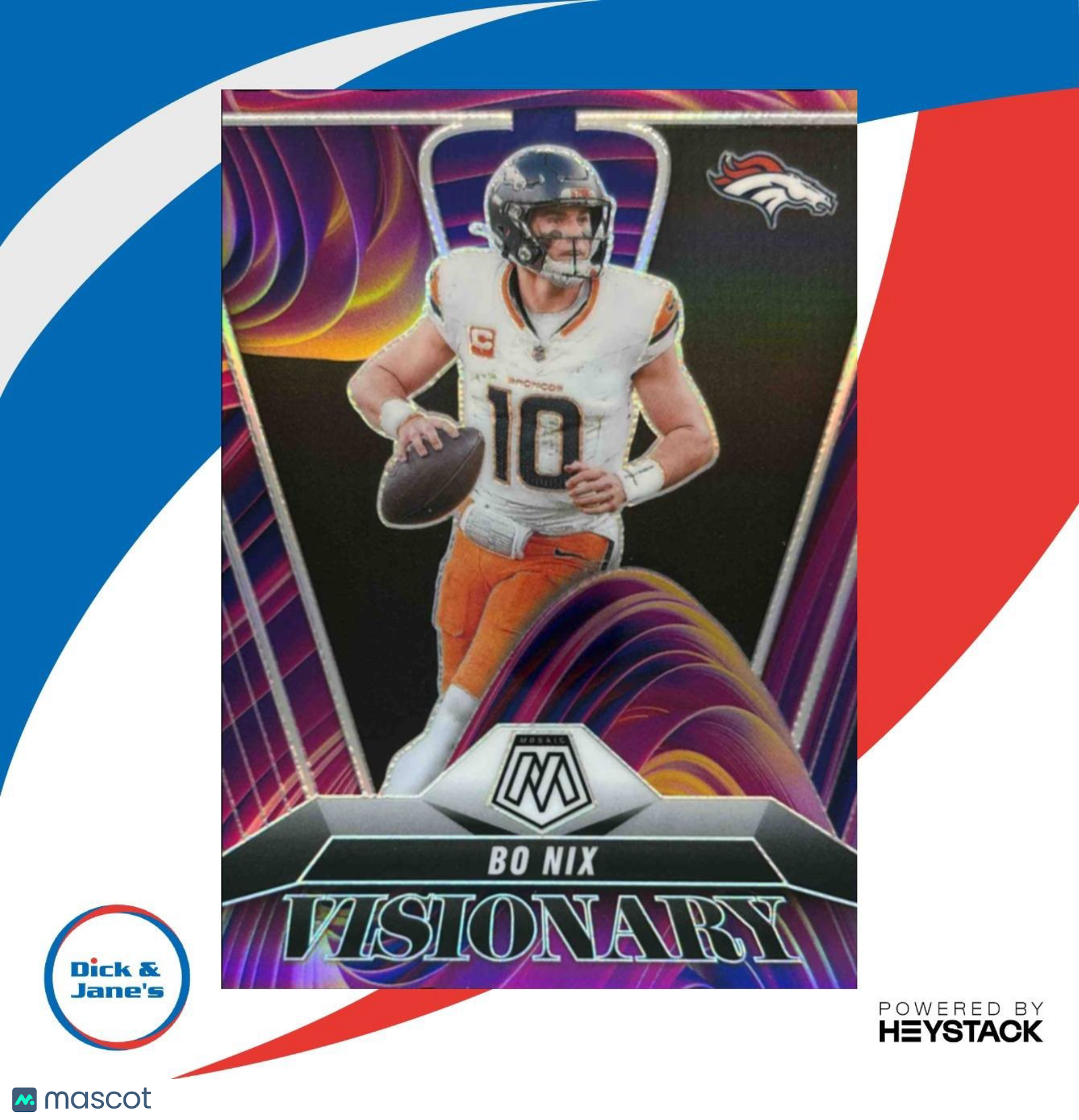 2025 Panini Mosaic Bo Nix Visionary #8 Denver Broncos - Sports Cards
