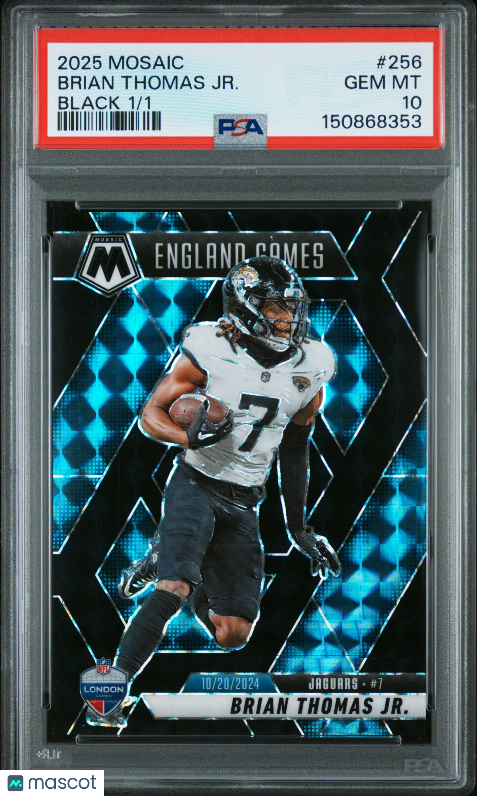 2025 Panini Mosaic Brian Thomas Jr. Black 1/1 #256 PSA 10 GEM MINT Jaguars - Graded Sports Cards