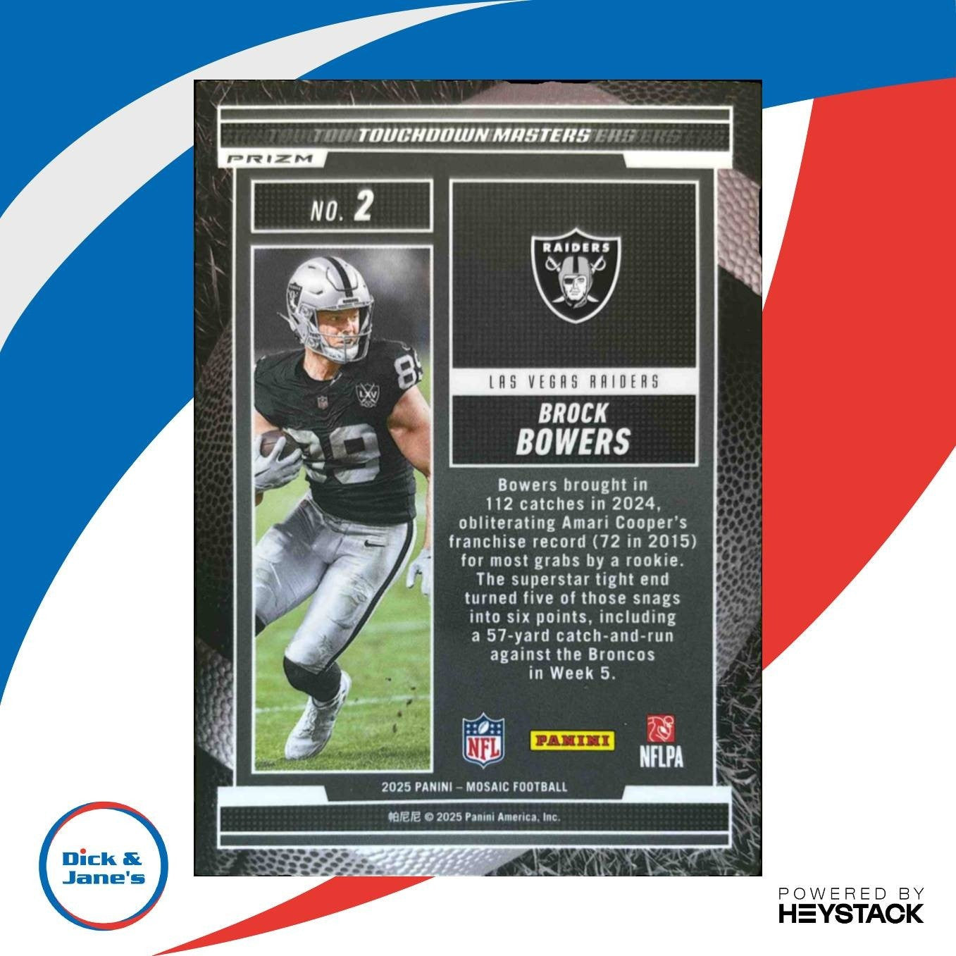2025 Panini Mosaic Brock Bowers Touchdown Masters Pink Fluorescent #2 Raiders - Sports Cards