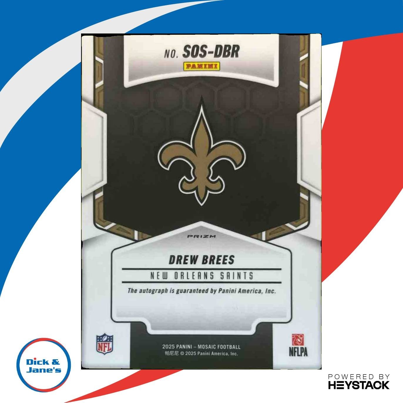 2025 Panini Mosaic Drew Brees Showtime Signatures Auto New Orleans Saints - Sports Cards