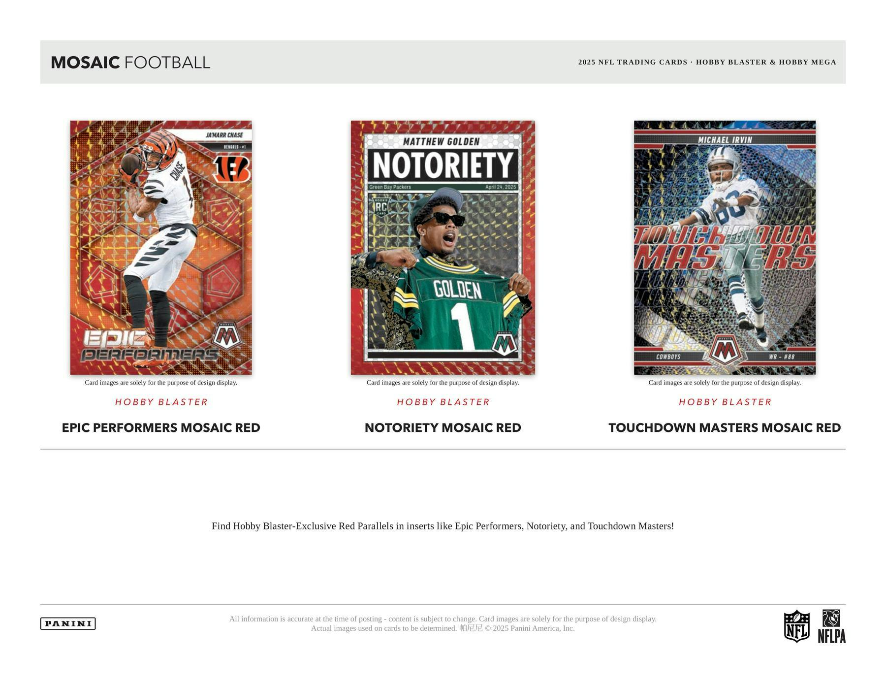 2025 Panini Mosaic Football Hobby Mega Box (Camo Red) - NFL Hobby