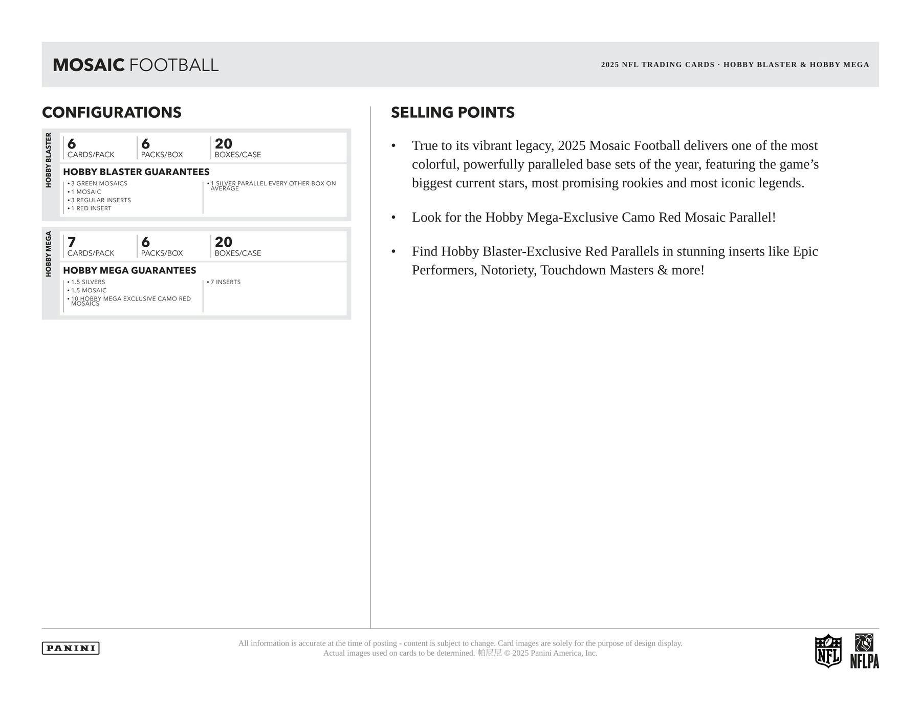 2025 Panini Mosaic Football Hobby Mega Box (Camo Red) - NFL Hobby