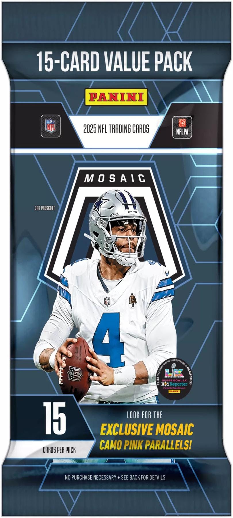 2025 Panini Mosaic Football Jumbo Value 12-Pack Box (Cello Fat Pack) Silver and Camo Pink Blue Parallels - NFL Blaster