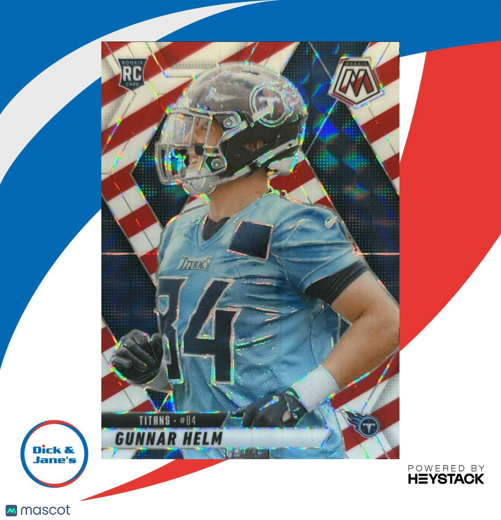 2025 PANINI MOSAIC GUNNAR HELM RED & WHITE STRIPE PRIZM RC #394 - Sports Cards