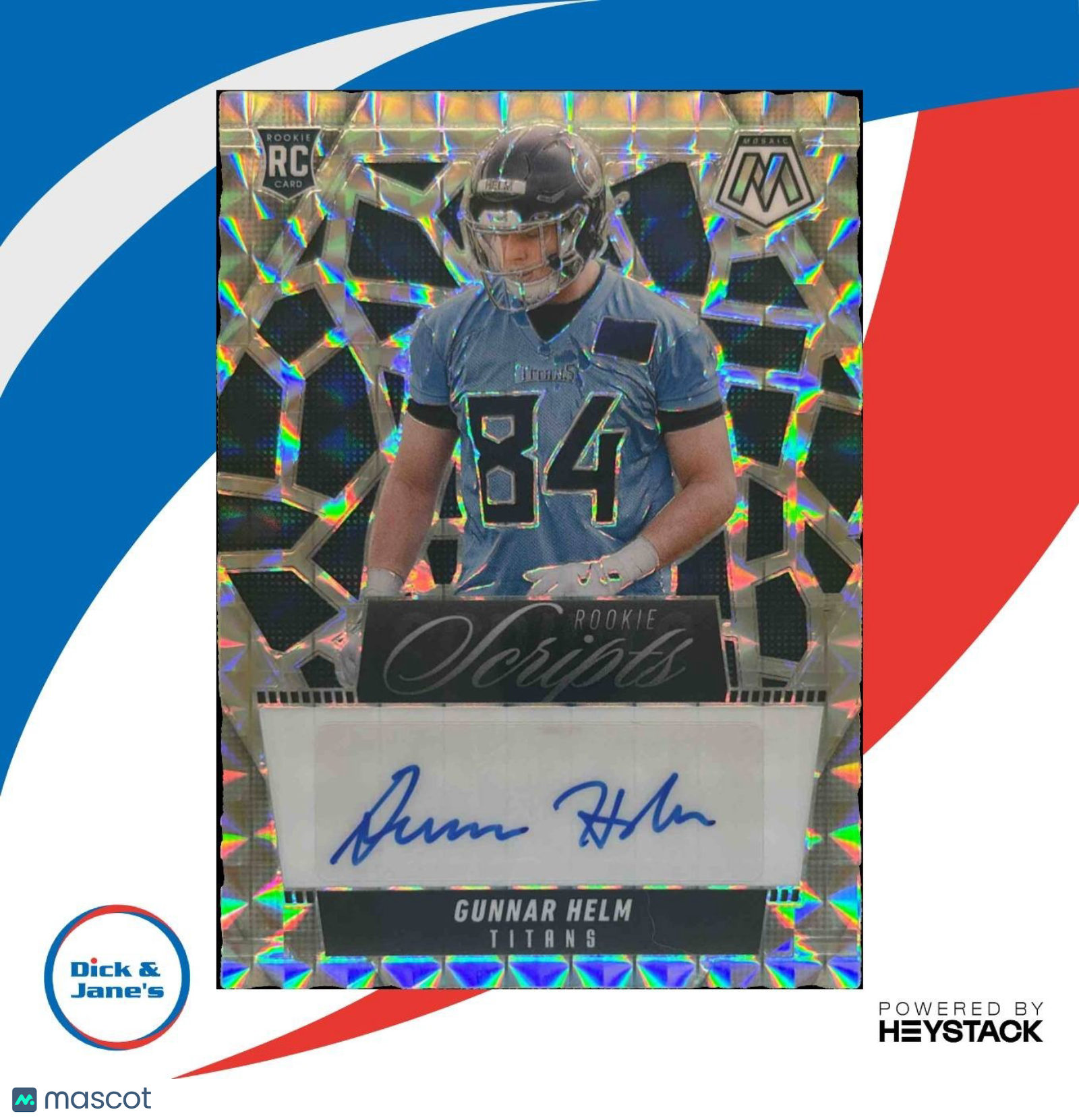 2025 Panini Mosaic Gunnar Helm Rookie Scripts #RS-GHM RC Auto Tennessee Titans - Sports Cards