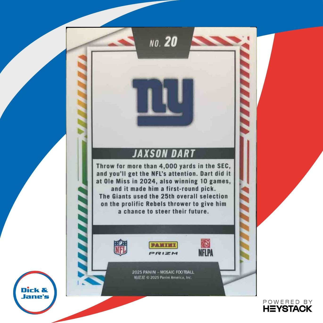 2025 Panini Mosaic Jaxson Dart Men of Mastery