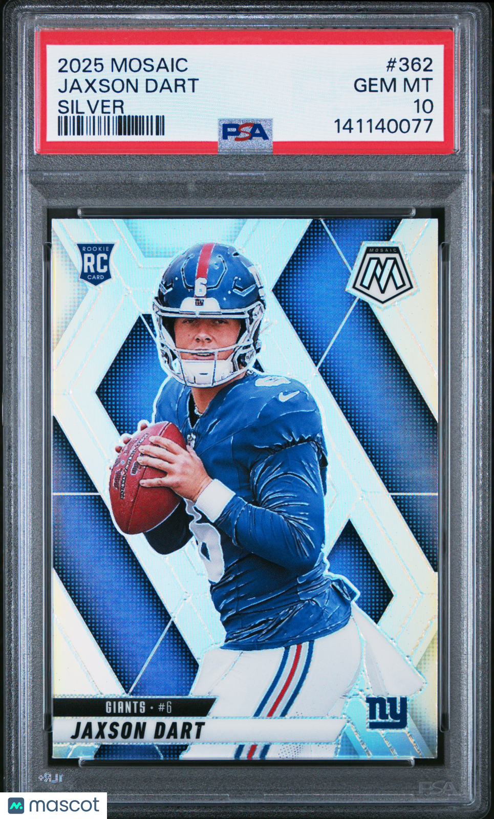 2025 Panini Mosaic Jaxson Dart Silver Holo #362 PSA 10 GEM MINT New York Giants - Graded Sports Cards