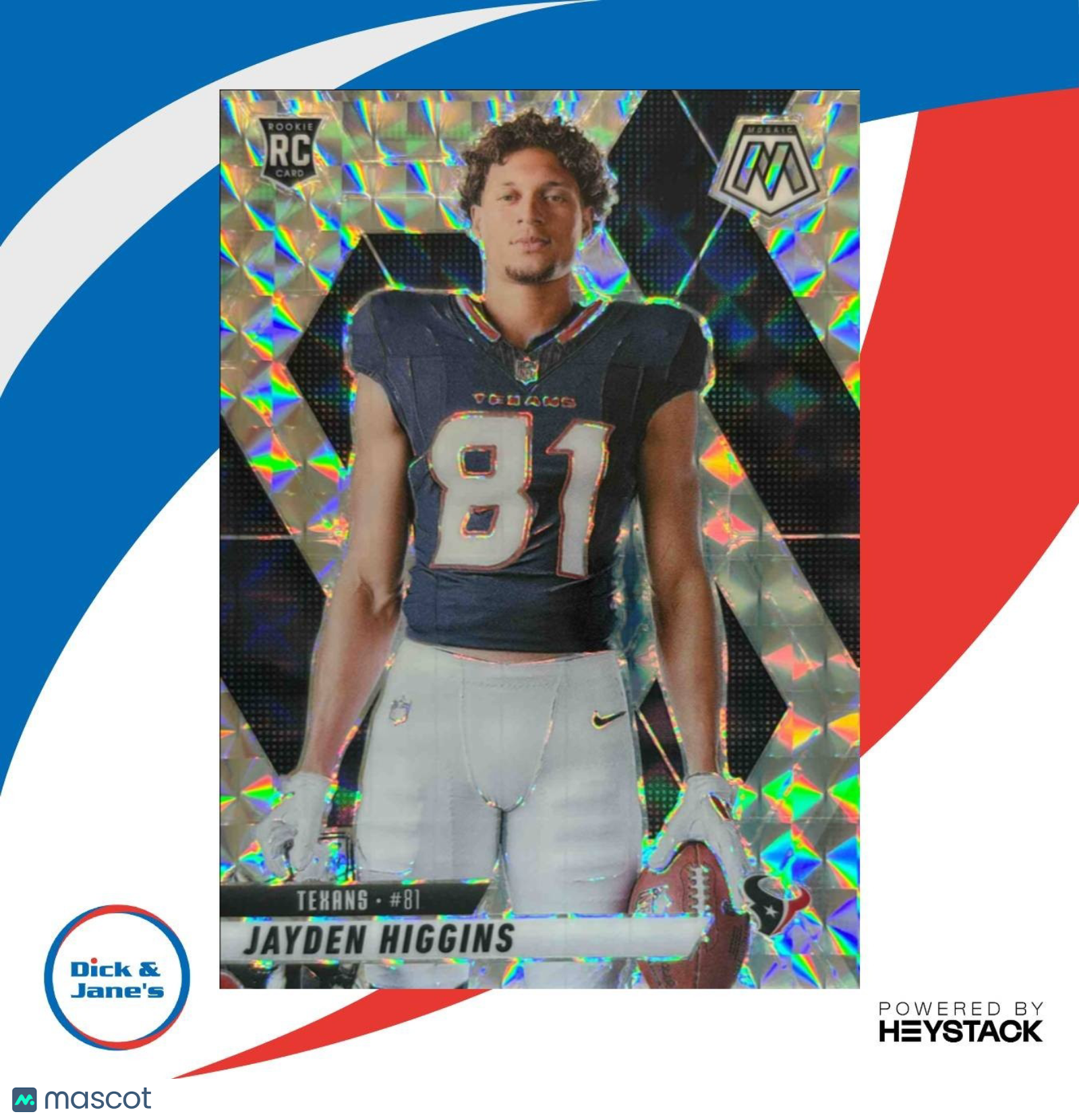 2025 Panini Mosaic Jayden Higgins Rookie Silver Variation #286 RC Houston Texans - Sports Cards
