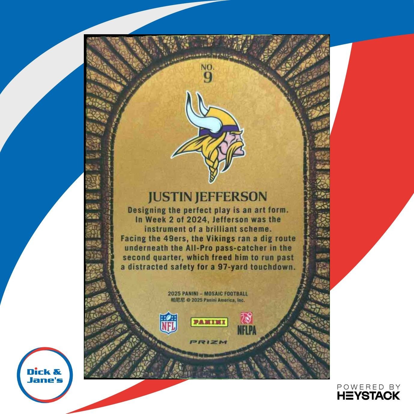2025 Panini Mosaic Justin Jefferson Micro Mosaic #9 Minnesota Vikings - Sports Cards