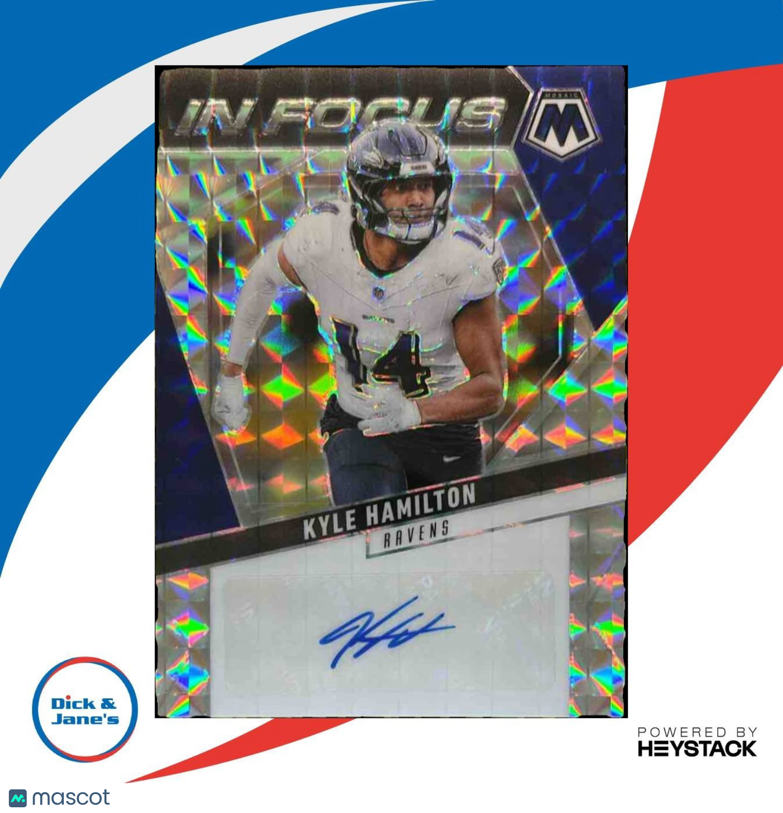 2025 Panini Mosaic Kyle Hamilton In Focus Signatures Auto Baltimore Ravens - Sports Cards