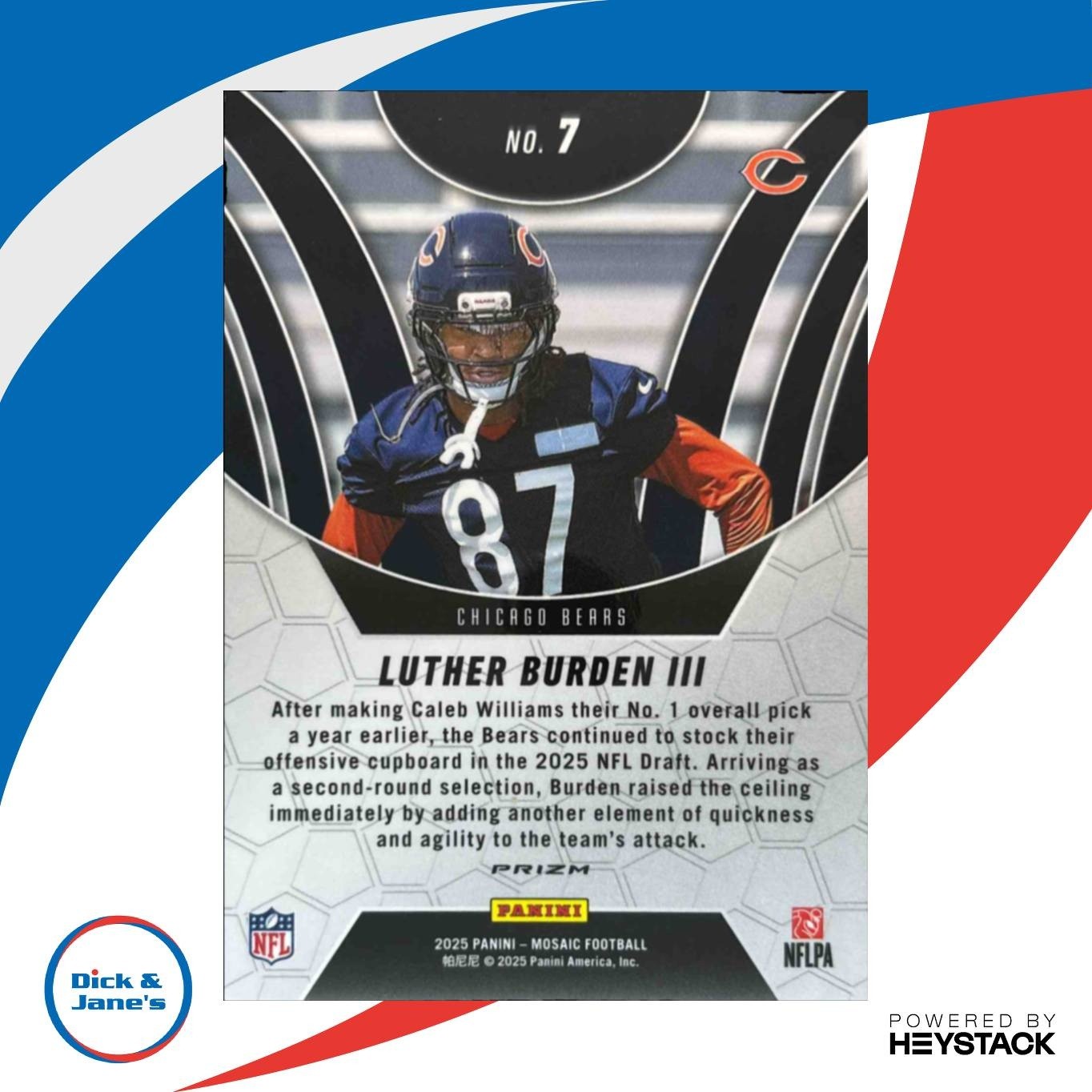 2025 Panini Mosaic Luther Burden III Elevate Red #7 RC Chicago Bears - Sports Cards