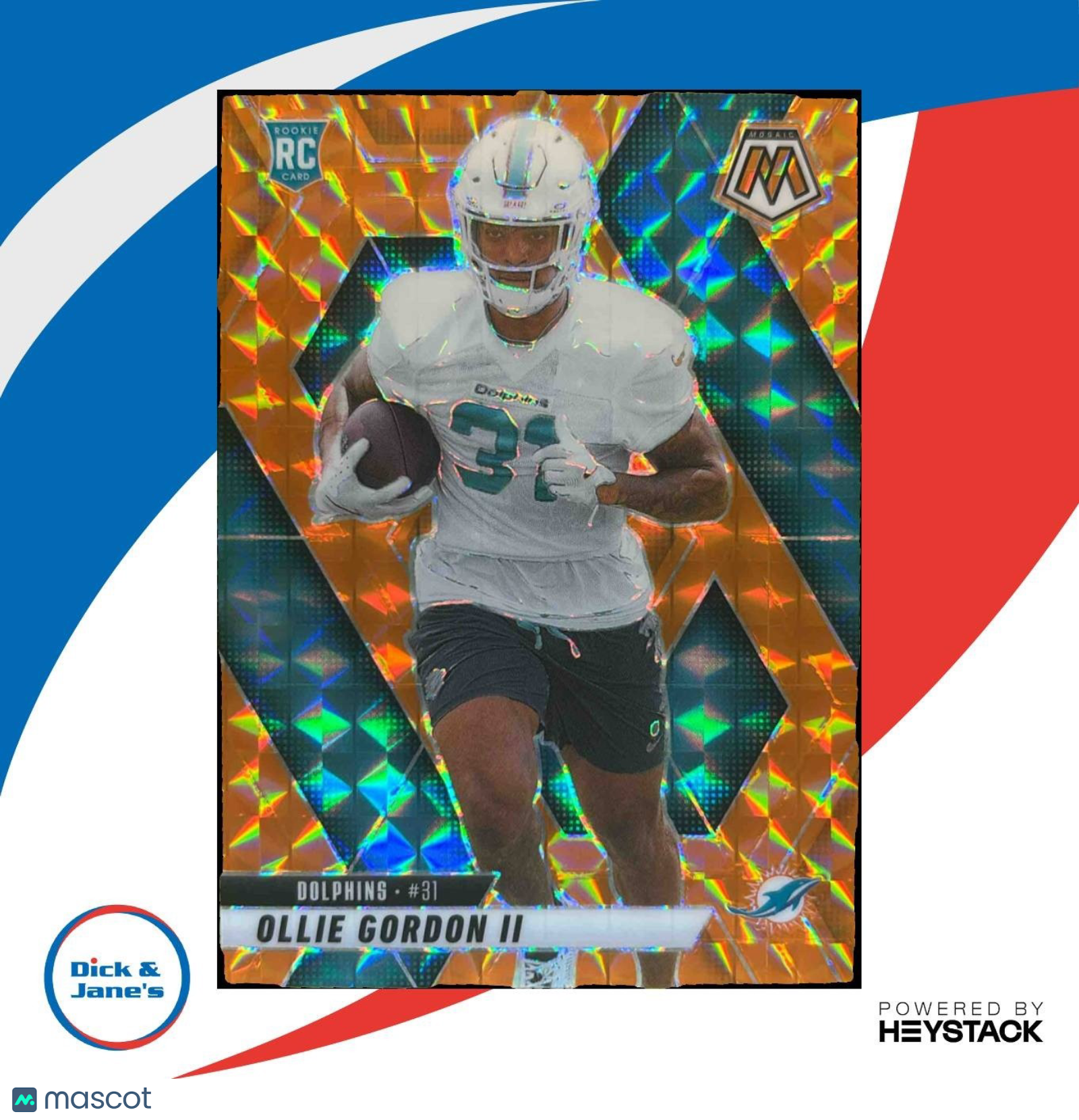 2025 Panini Mosaic Ollie Gordon II Rookies Orange /199 #310 RC Miami Dolphins - Sports Cards