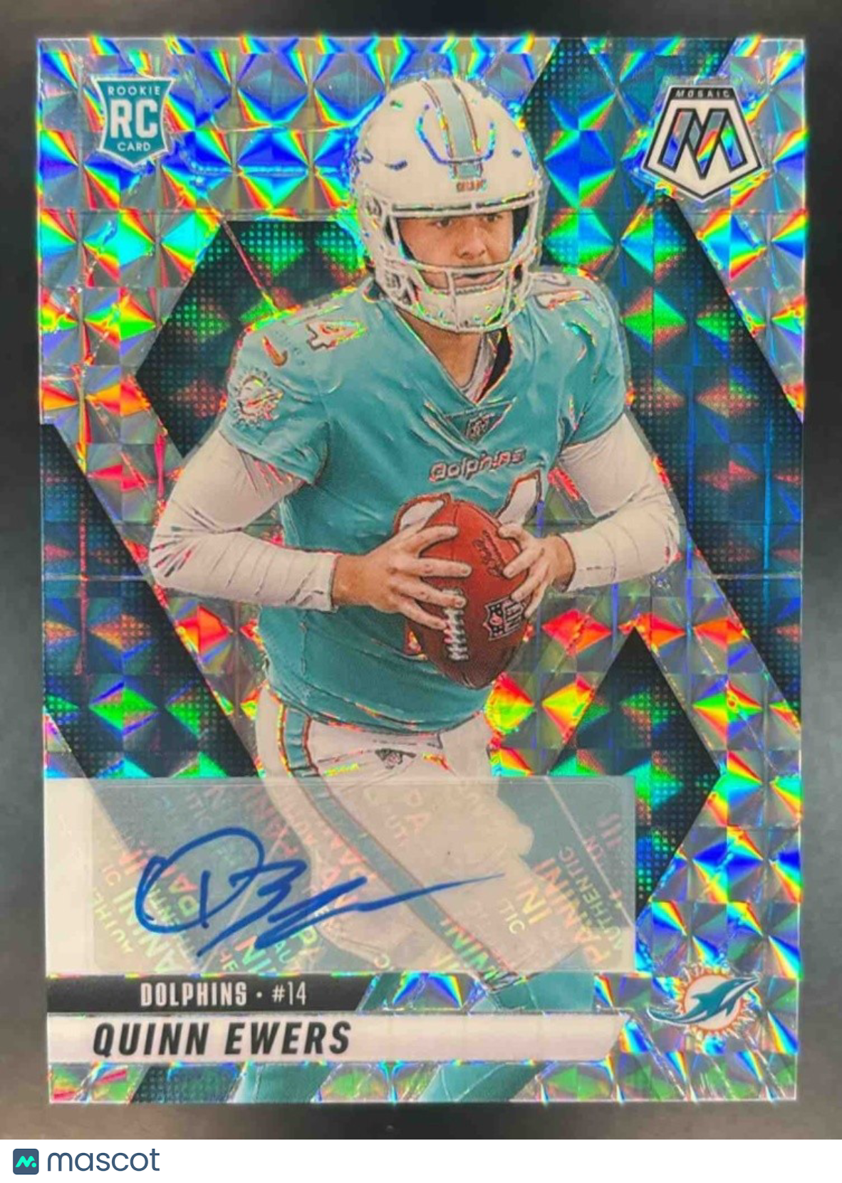 2025 Panini Mosaic Quinn Ewers Rookie Auto #308 RC Miami Dolphins - Sports Cards