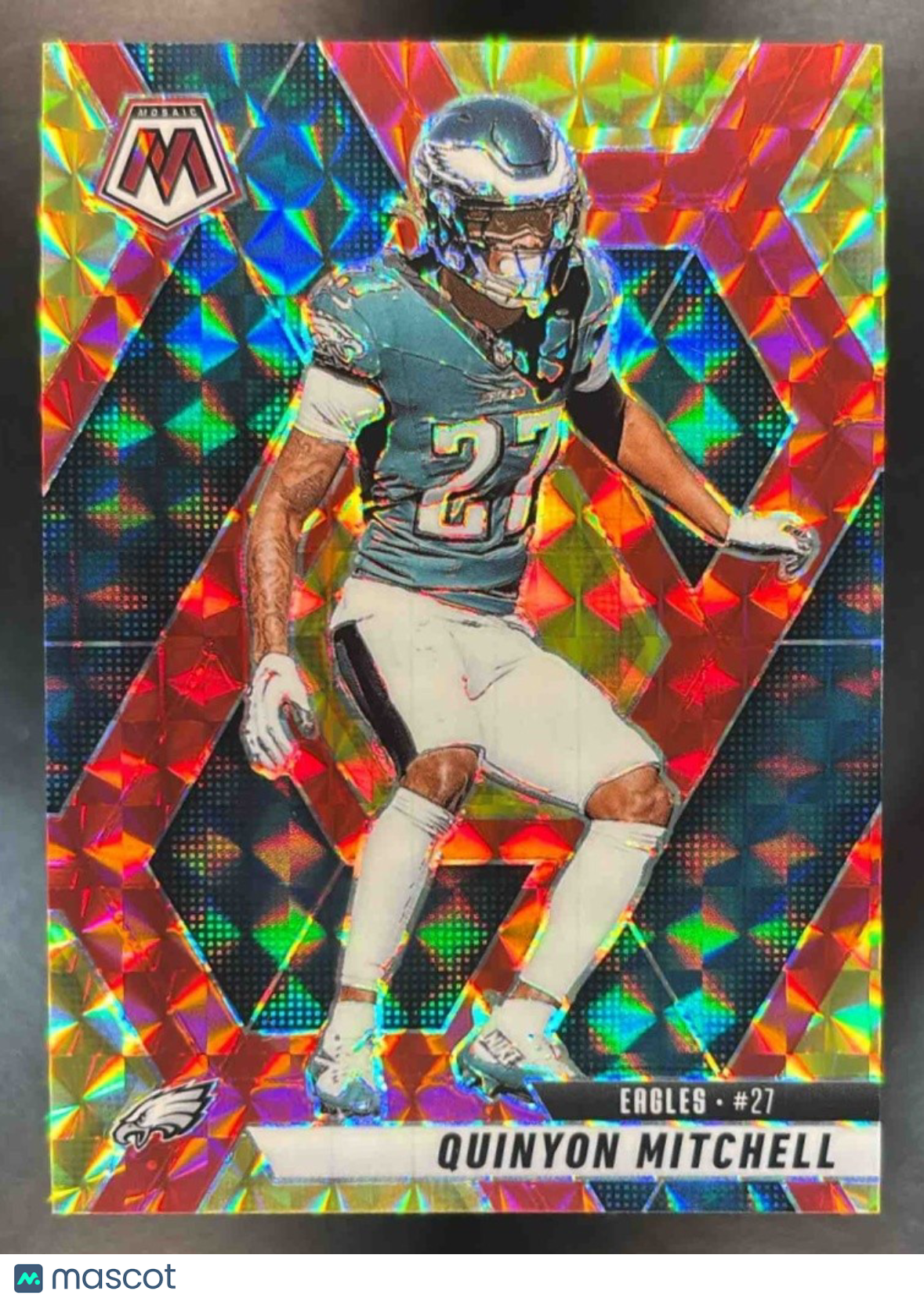 2025 Panini Mosaic Quinyon Mitchell Red & Yellow /89 #72 Philadelphia Eagles - Sports Cards