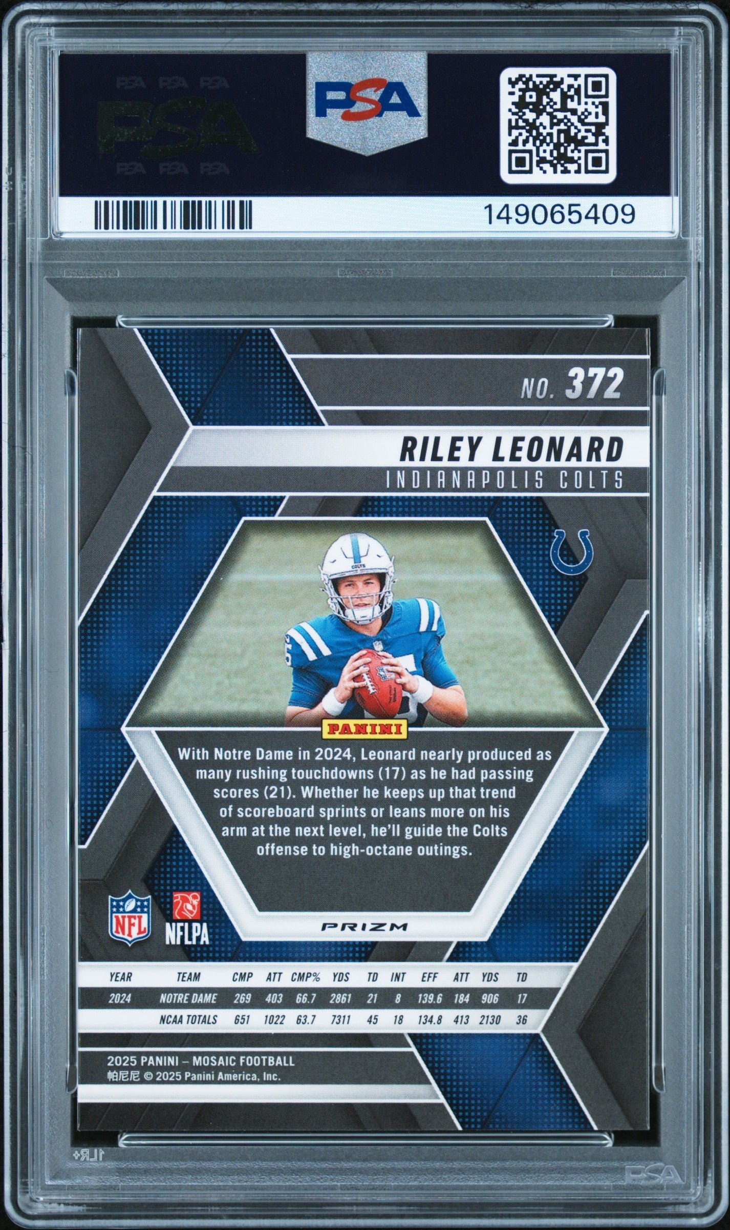 2025 Panini Mosaic Riley Leonard Genesis #372 PSA 10 - Graded Sports Cards