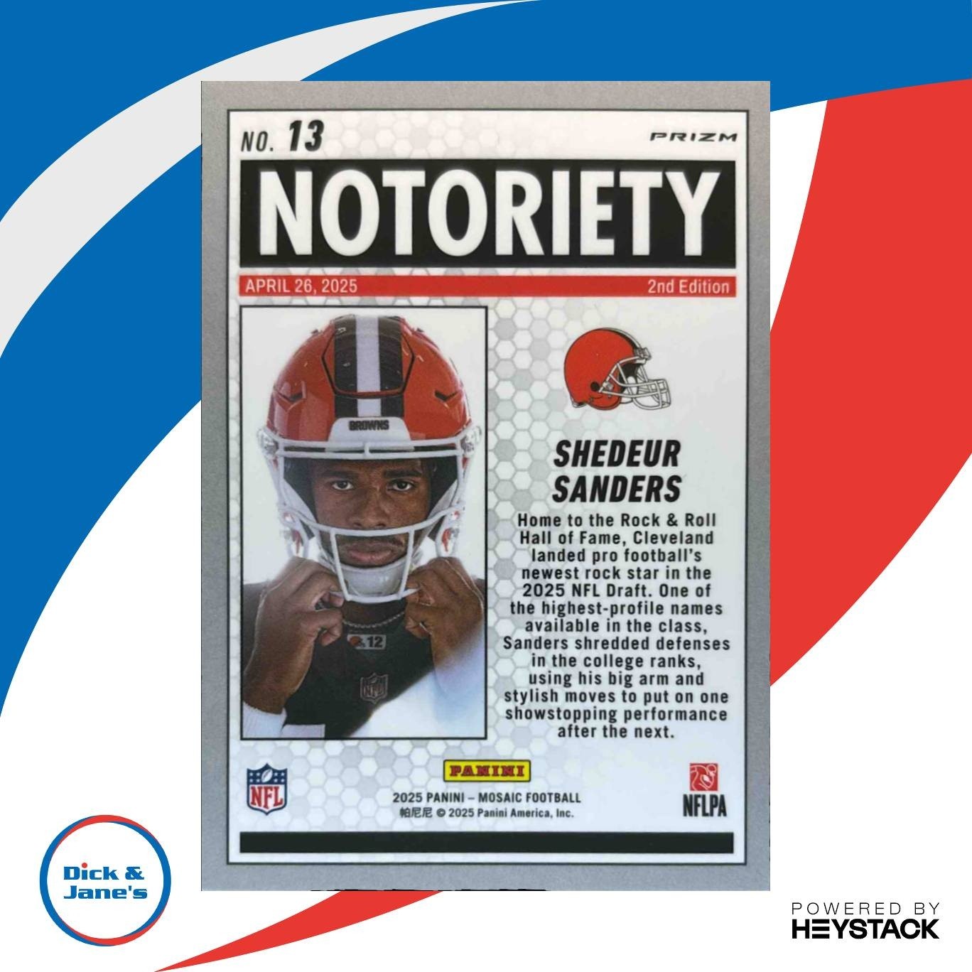 2025 Panini Mosaic Shedeur Sanders Notoriety Orange Fluorescent #13 RC Browns - Sports Cards