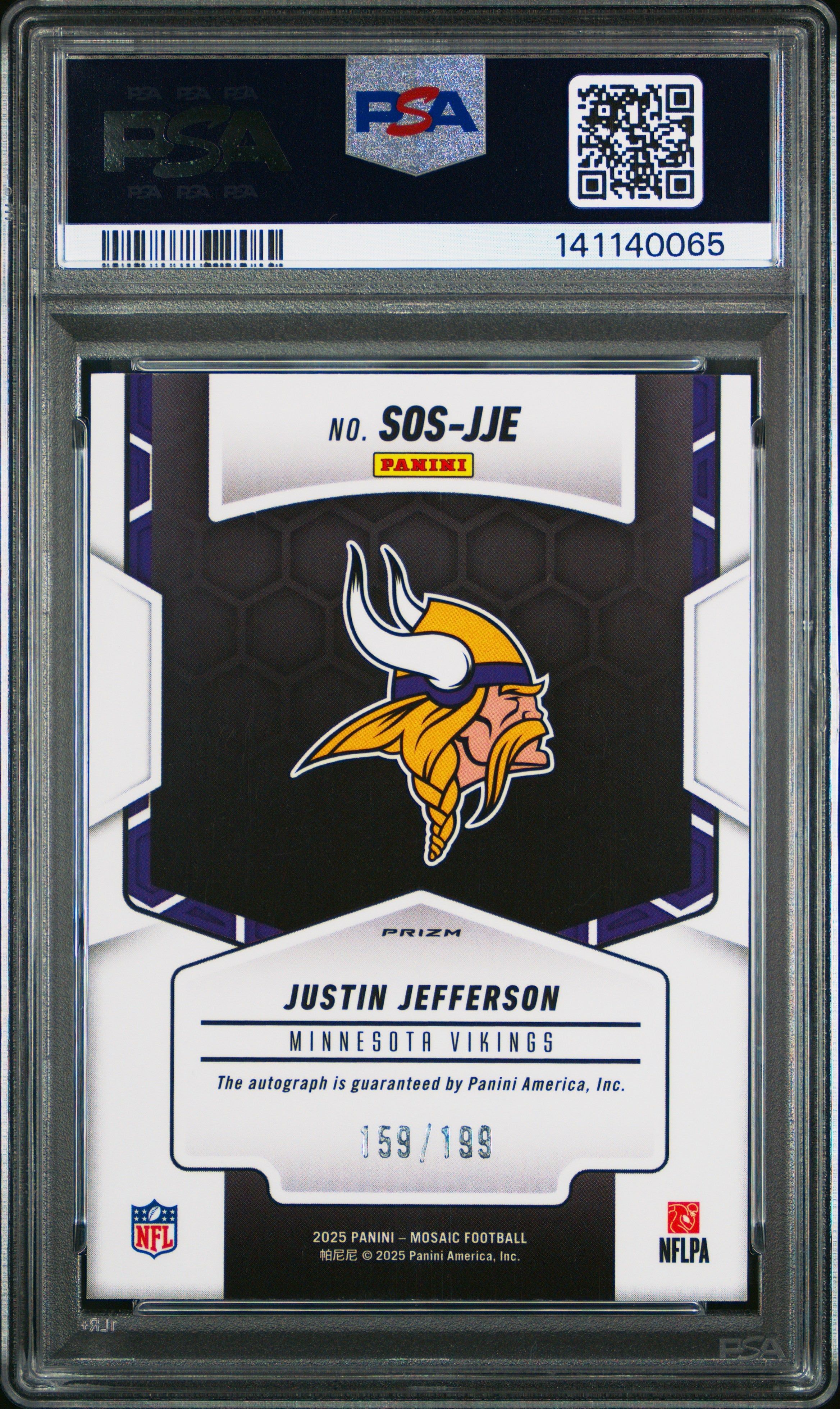 2025 Panini Mosaic Showtime Signatures Justin Jefferson Red 159/199 PSA 9 MINT - Graded Sports Cards